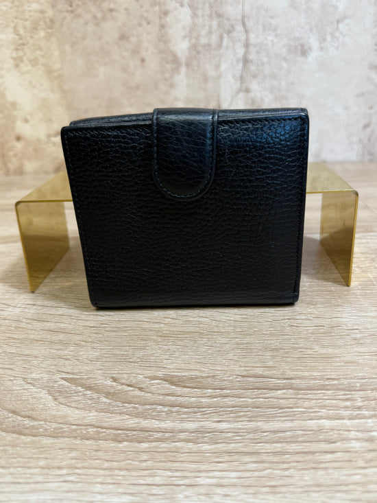 Gucci Black Leather Interlocking G Compact Wallet