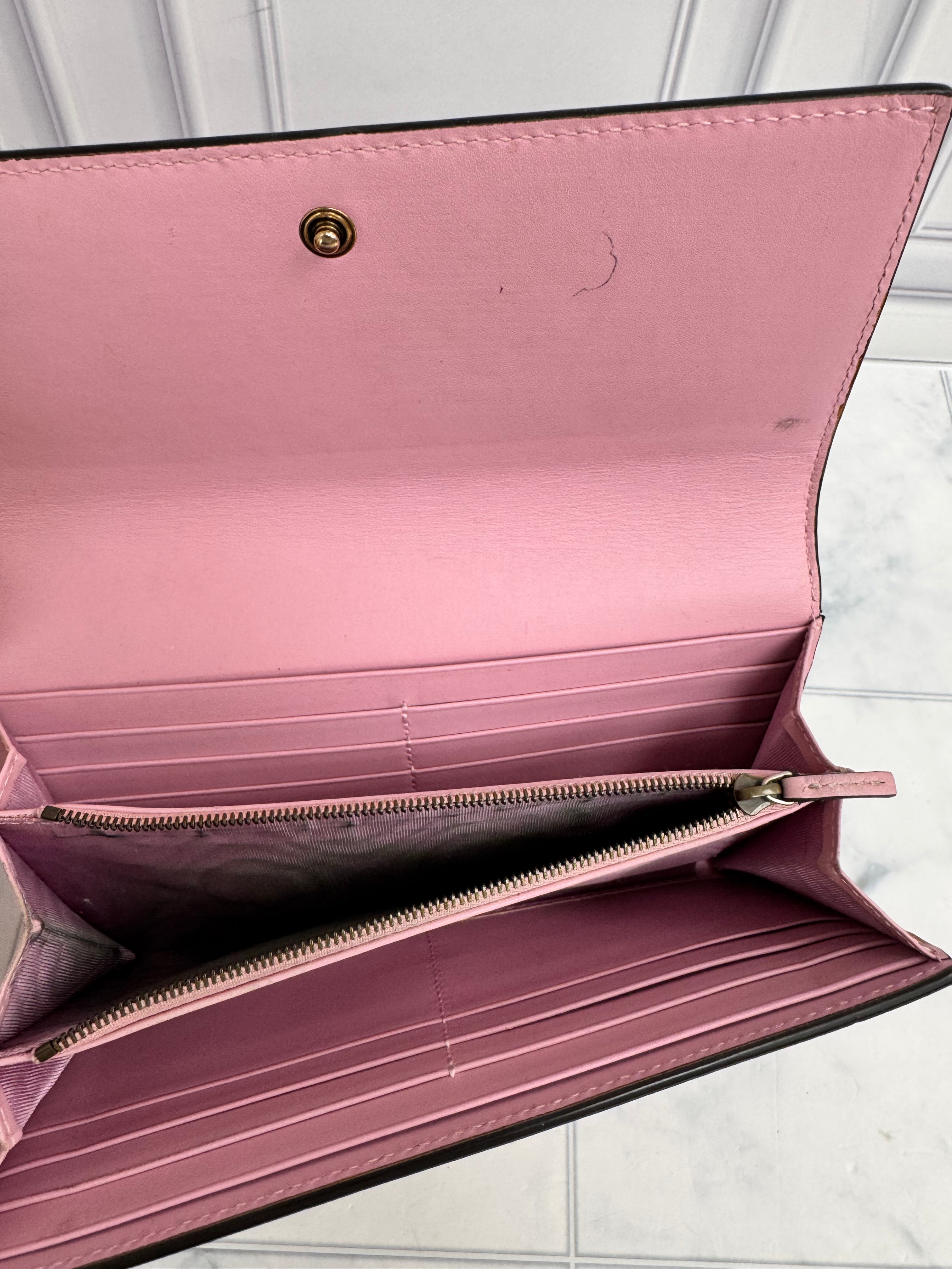 Gucci GG Supreme Strawberry Print Long Wallet