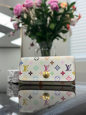 Louis Vuitton White Multicolor Monogram 4 Key Ring Case