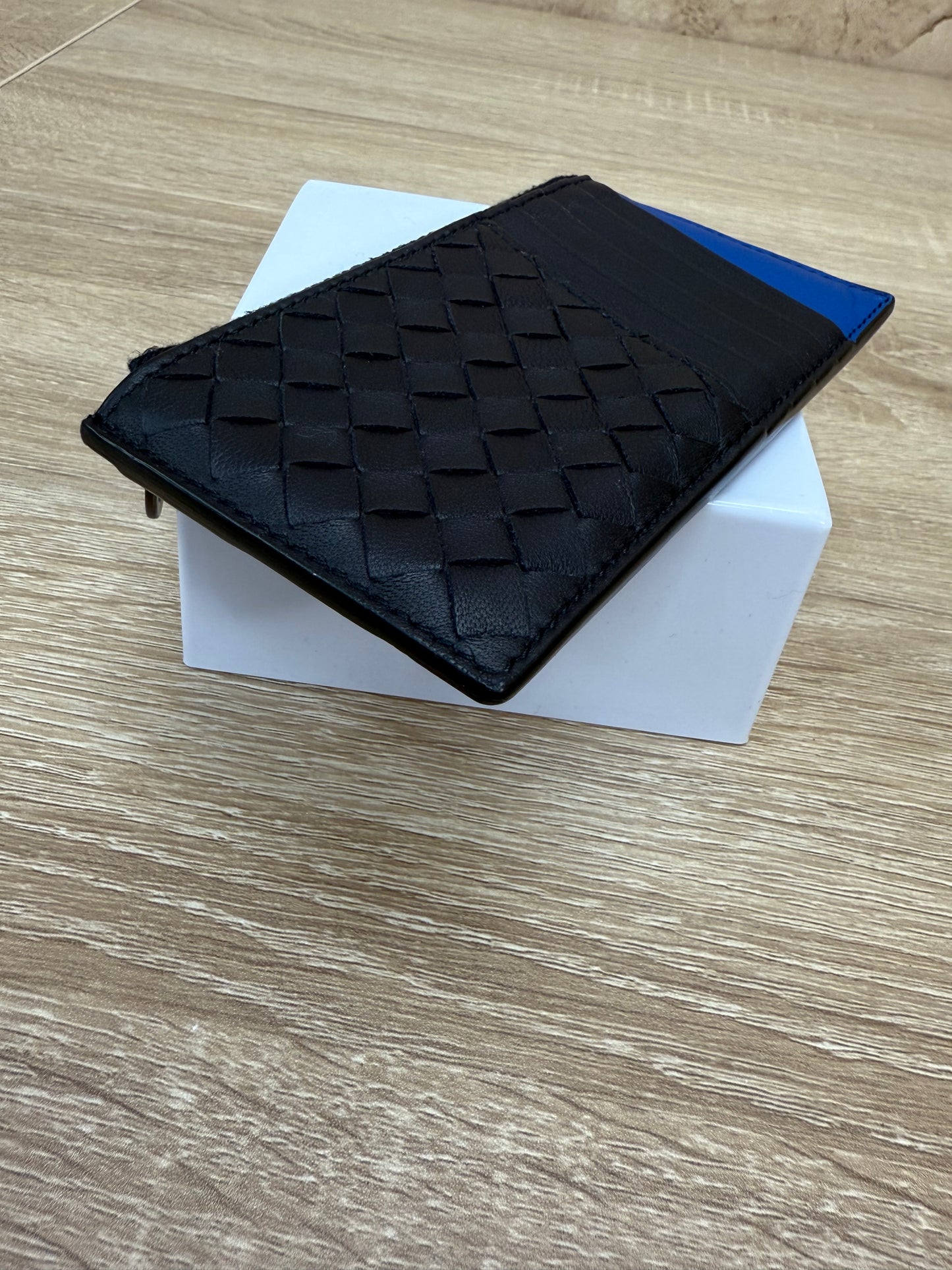 Bottega Veneta Black & Blue Intreciatto Coin Case