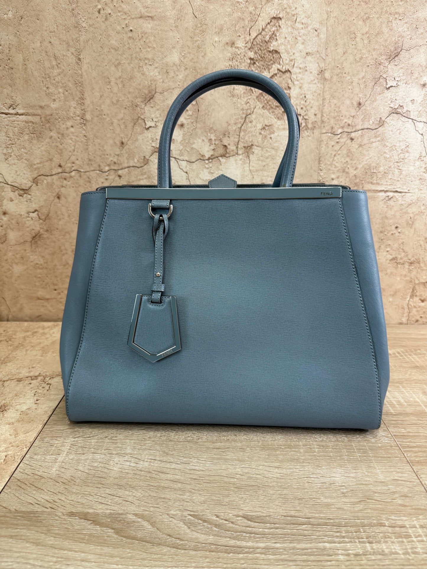 Fendi Light Blue Leather 2Jours Tote