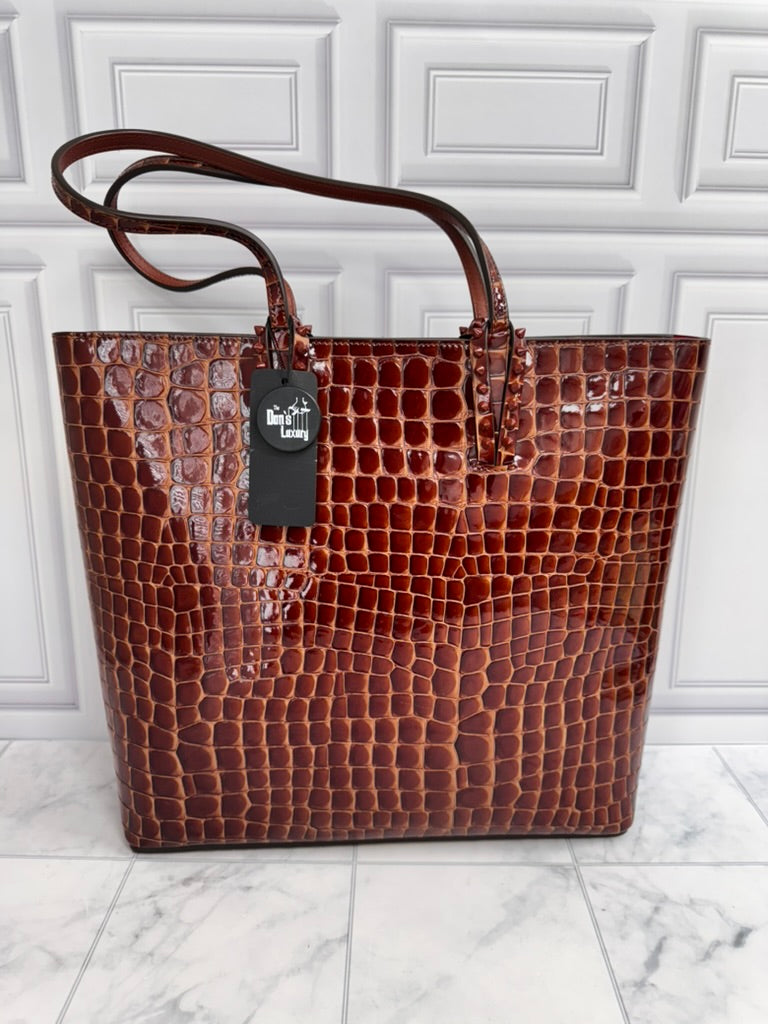 LIKE NEW - Christian Louboutin Croc Embossed Leather Cabata Tote Bag