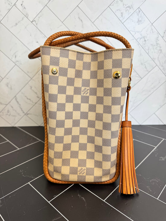 Louis Vuitton Damier Azur Propriano Braided Tote Shoulder Bag