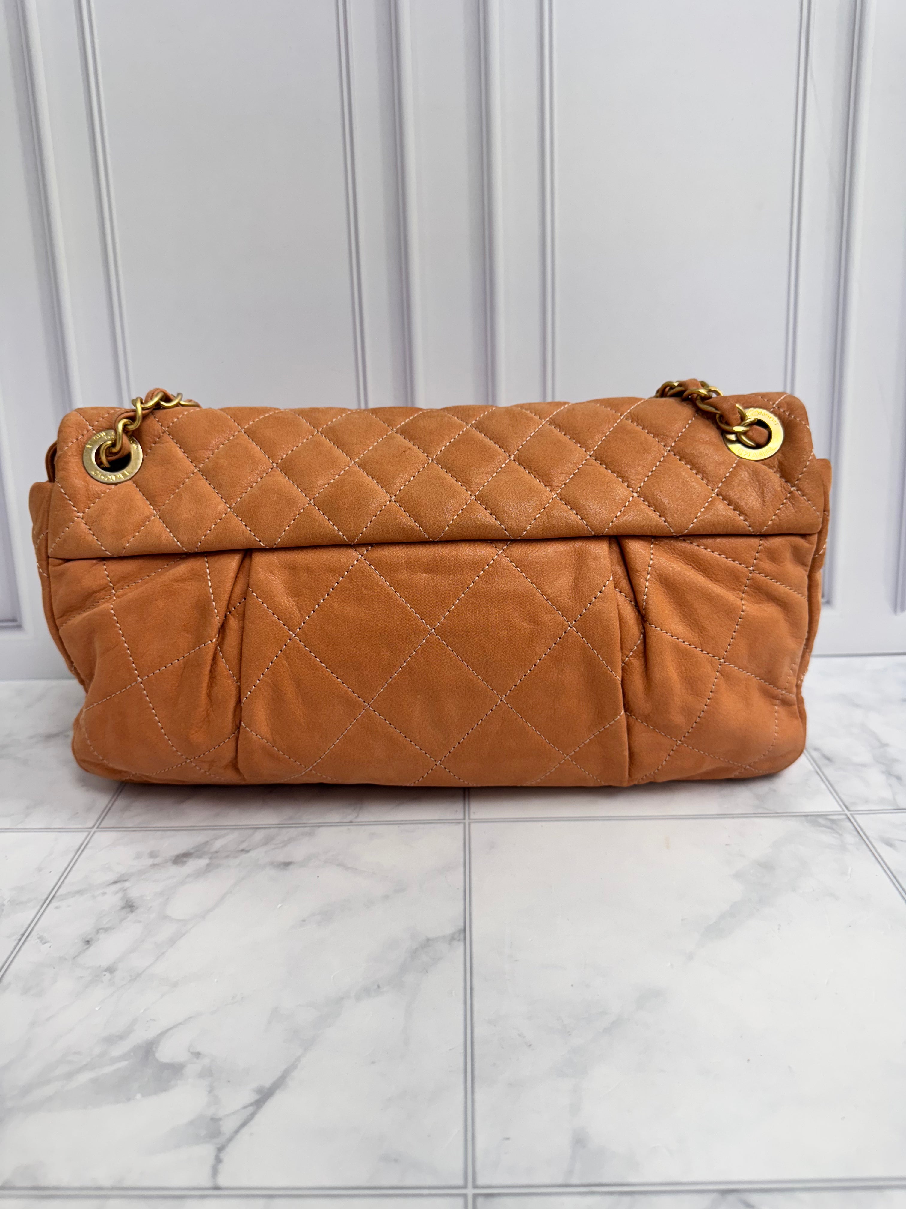 Chanel Iridescent Peach Quilted Coco Pleats Flap Bag
