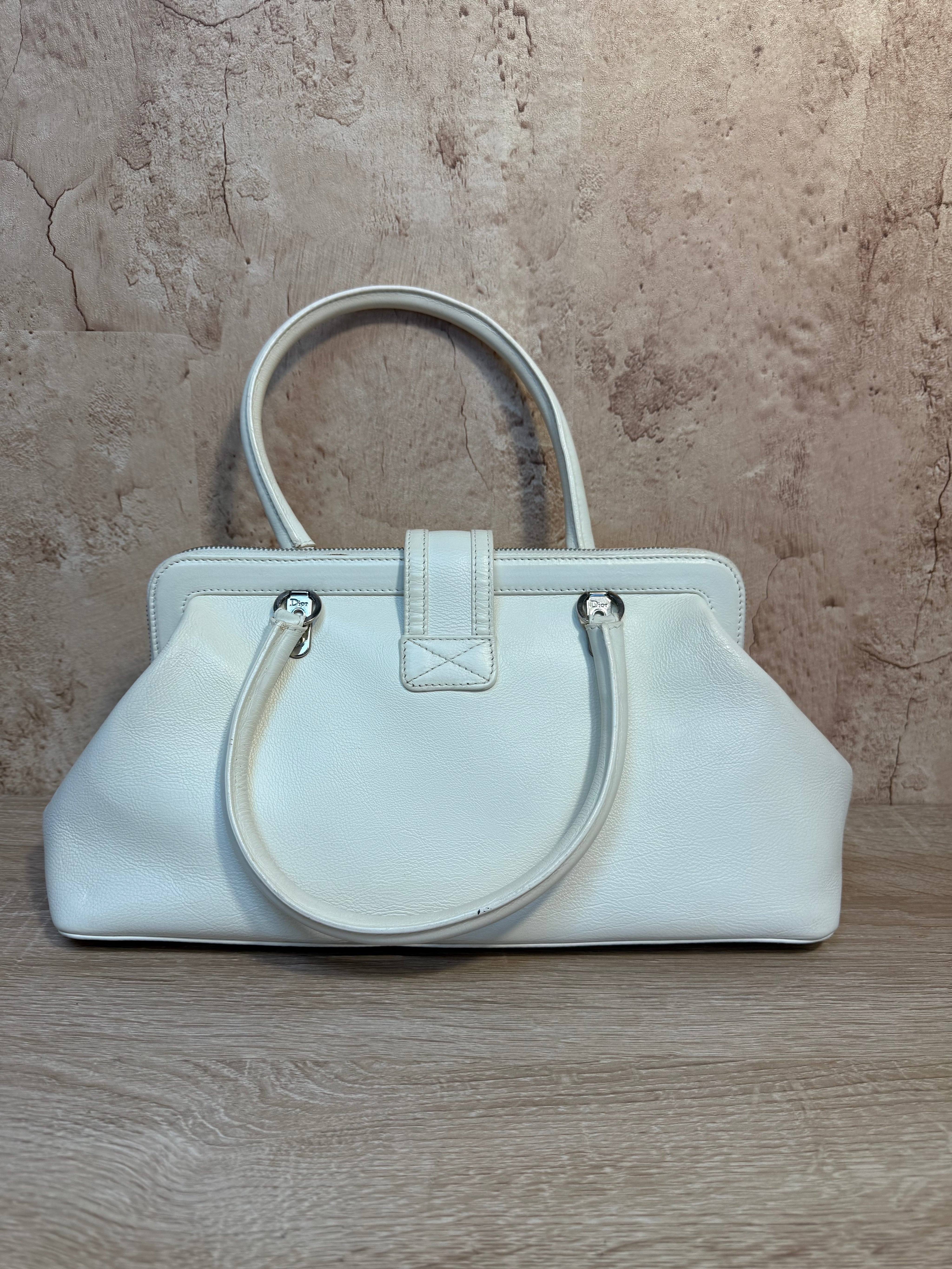 Christian Dior Ivory Leather Flight Shoulder Bag