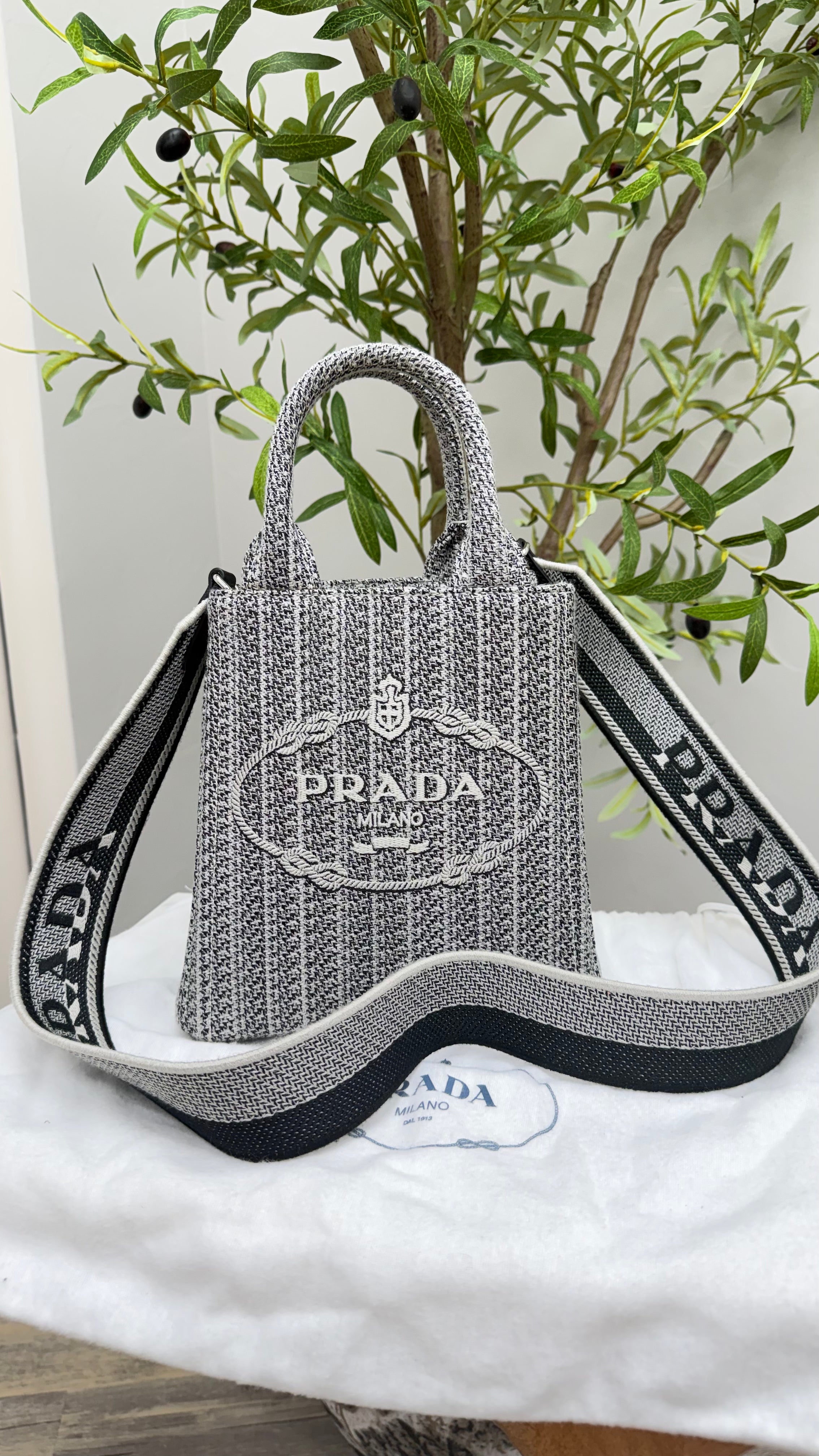 *DONS DROP* Prada Black Jacquard Ricamo Embroidered Tote