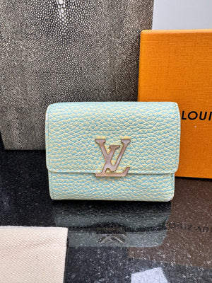 Louis Vuitton Blue And Yellow Taurillon Leather Summer Stardust Compact Wallet
