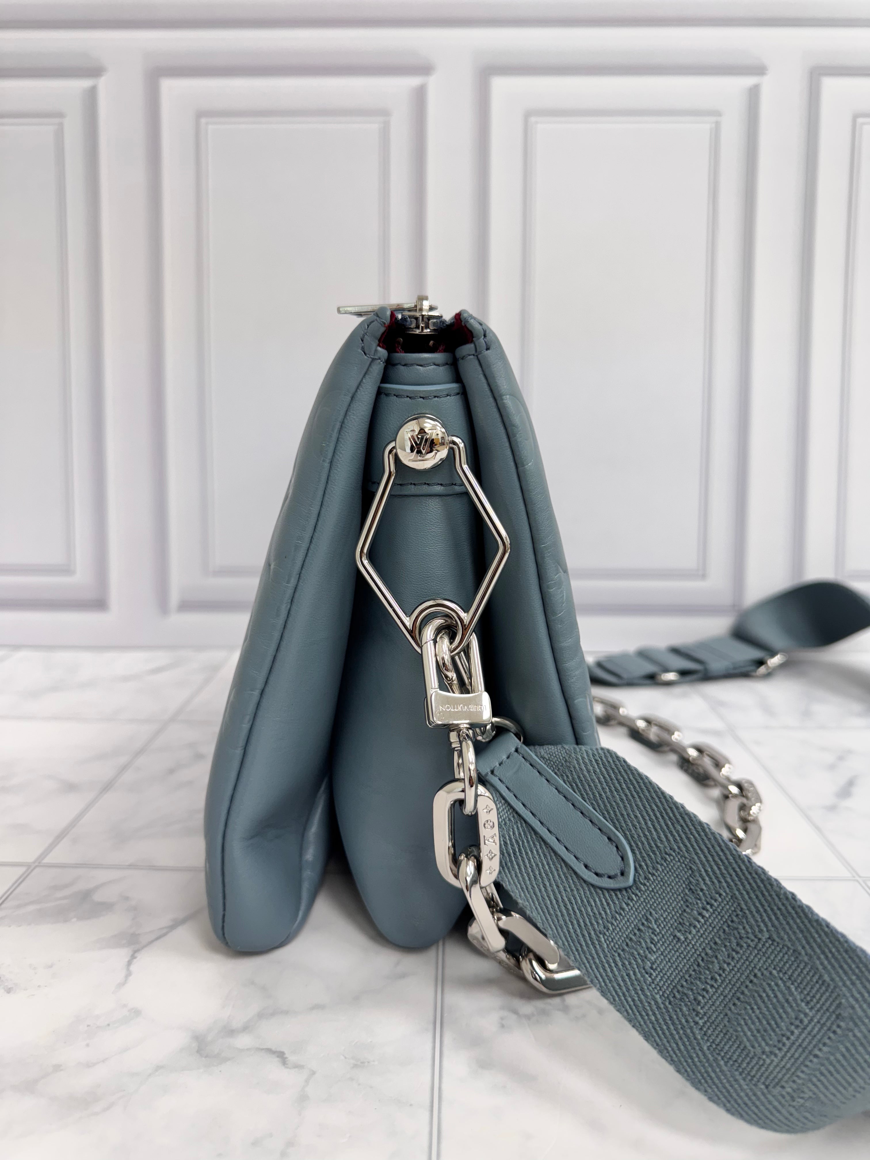 Louis Vuitton Blue Glacier Monogram Embossed Coussin PM