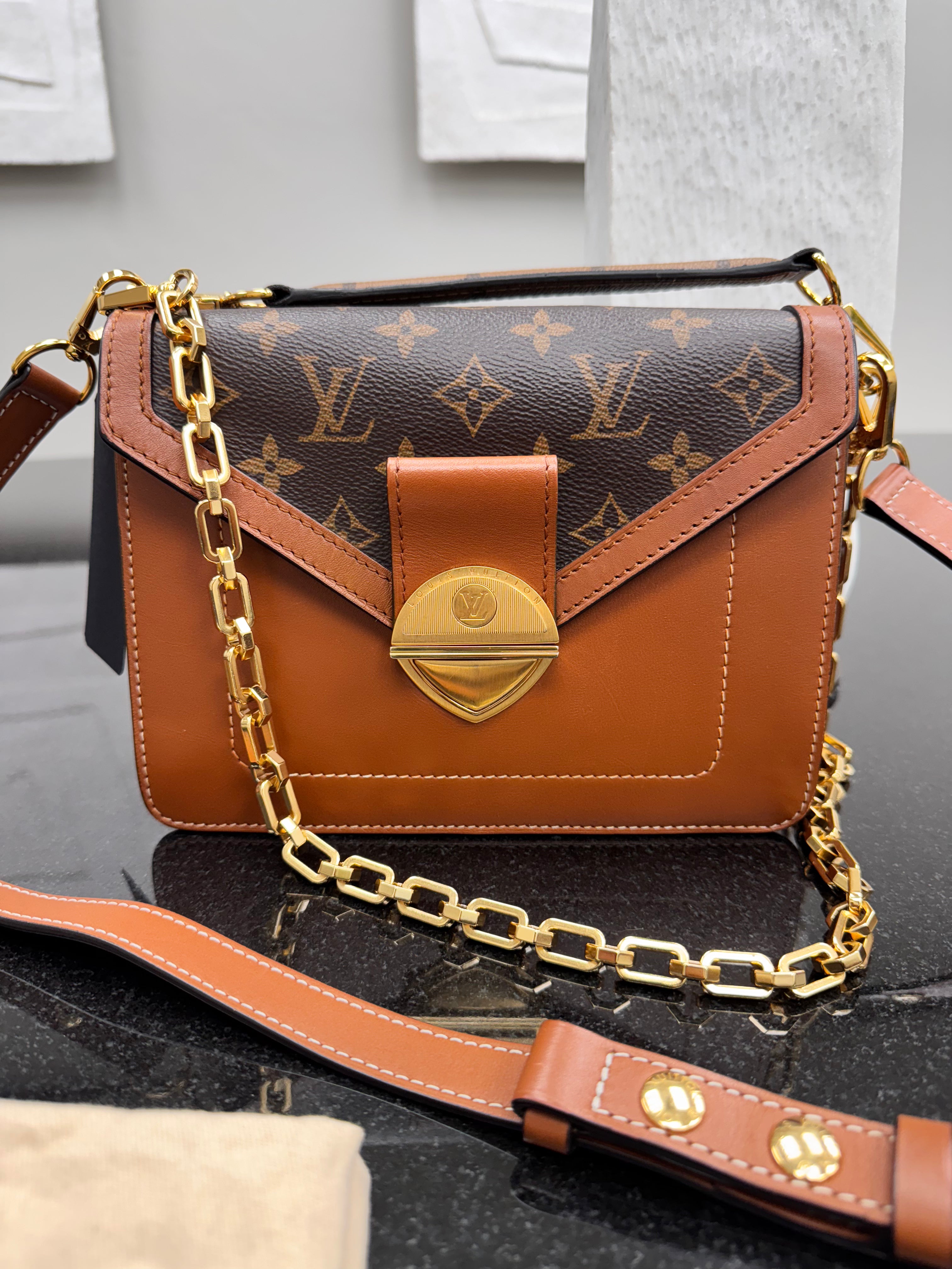 LIKE NEW - Louis Vuitton Monogram And Tan Retro Biface 2Way Bag