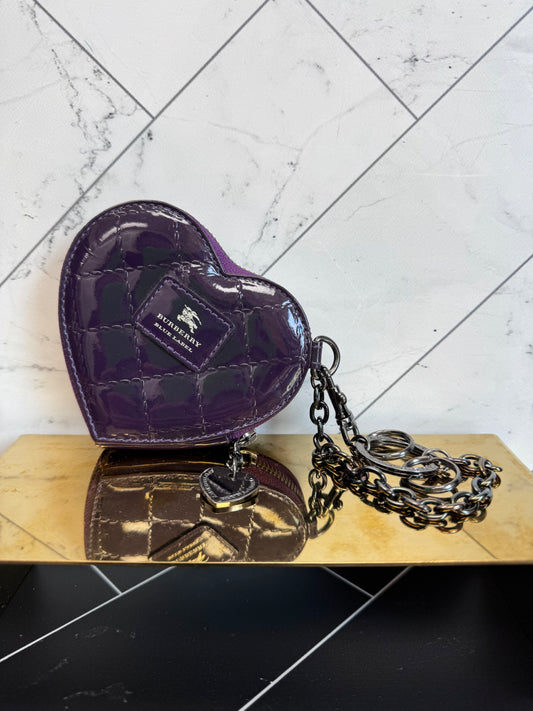 Burberry Purple Patent Leather Heart Pouch