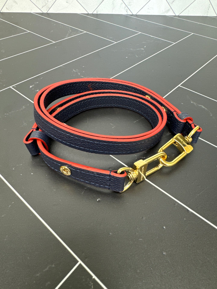 BRAND NEW- Louis Vuitton Navy & Red Leather Adjustable Shoulder & Crossbody Strap