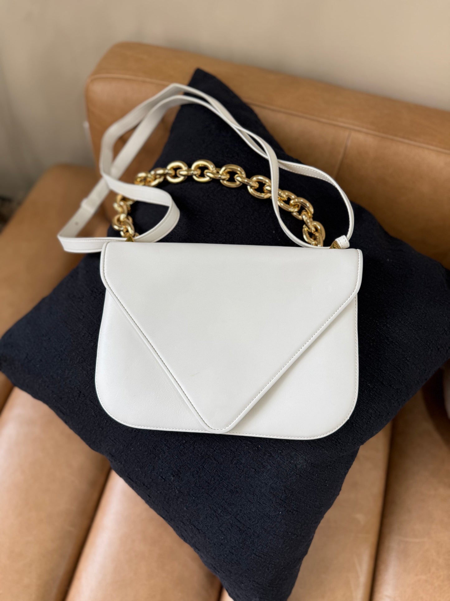 Bottega Veneta White Leather Mount Shoulder Bag