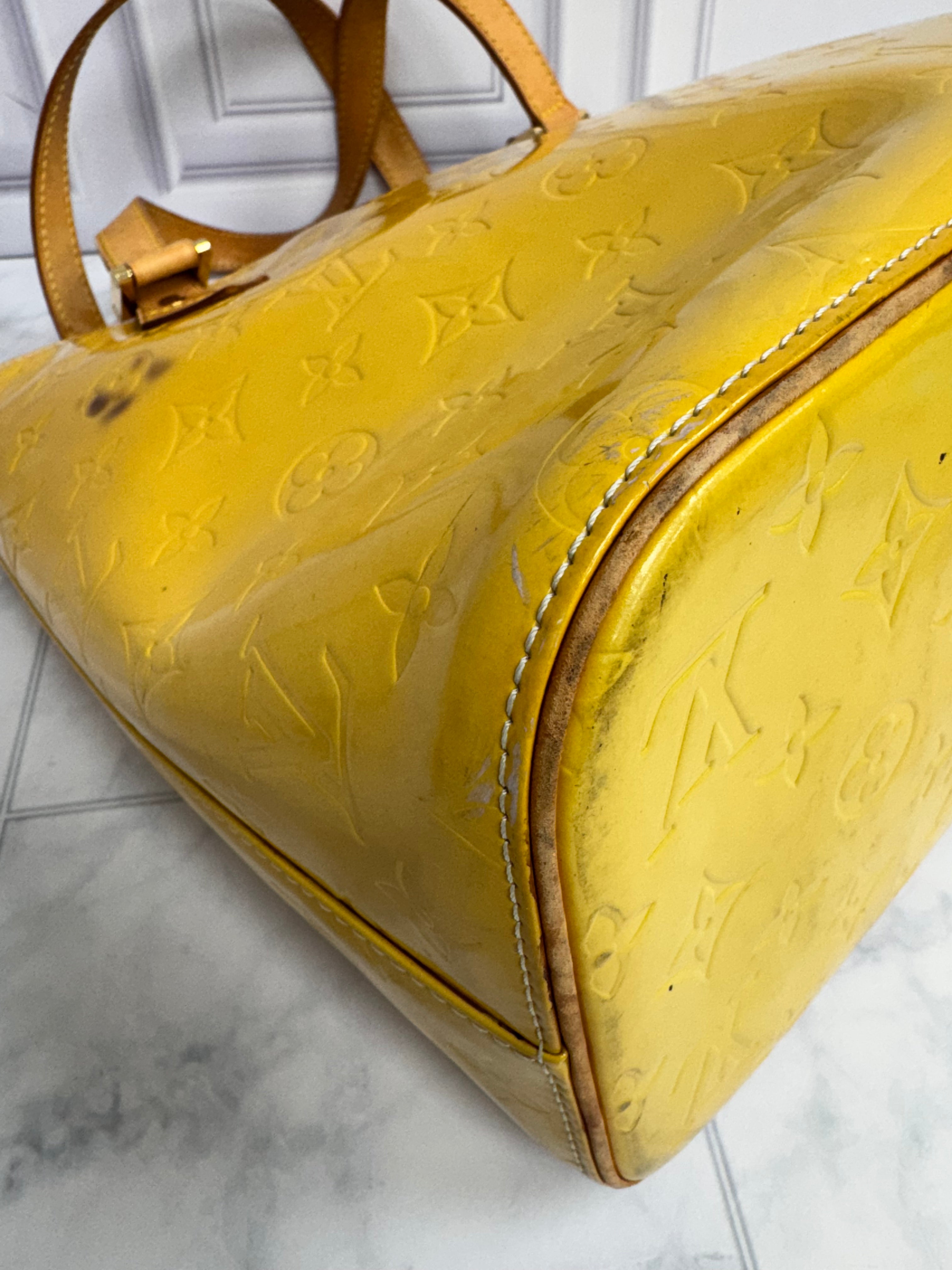 Louis Vuitton Yellow Monogram Vernis Houston Tote Bag
