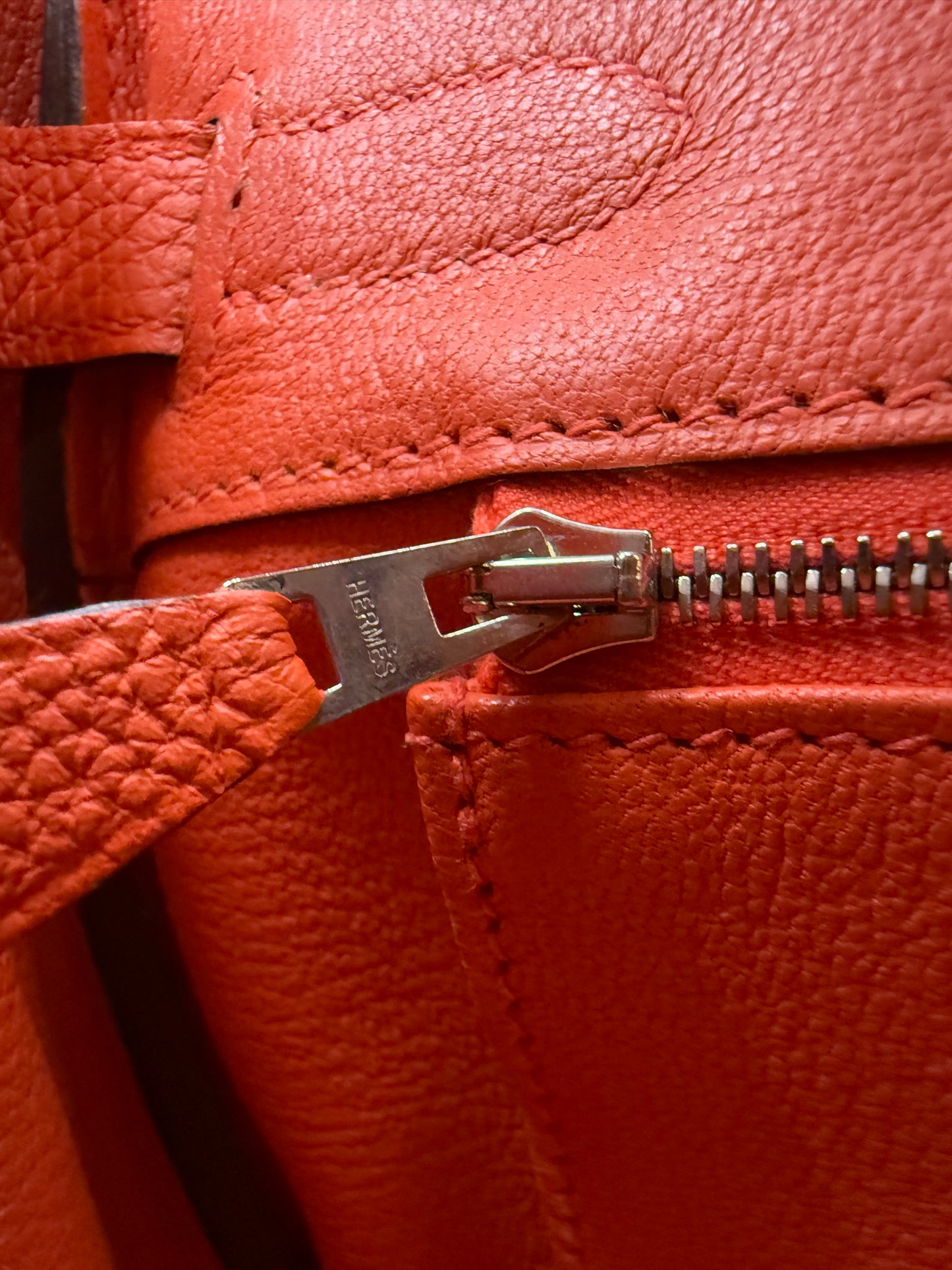 Hermes Orange Poppy Togo Leather Birkin 30 with Palladium Hardware