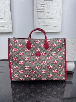 Gucci GG Supreme Apple Monogram Large Open Tote Bag