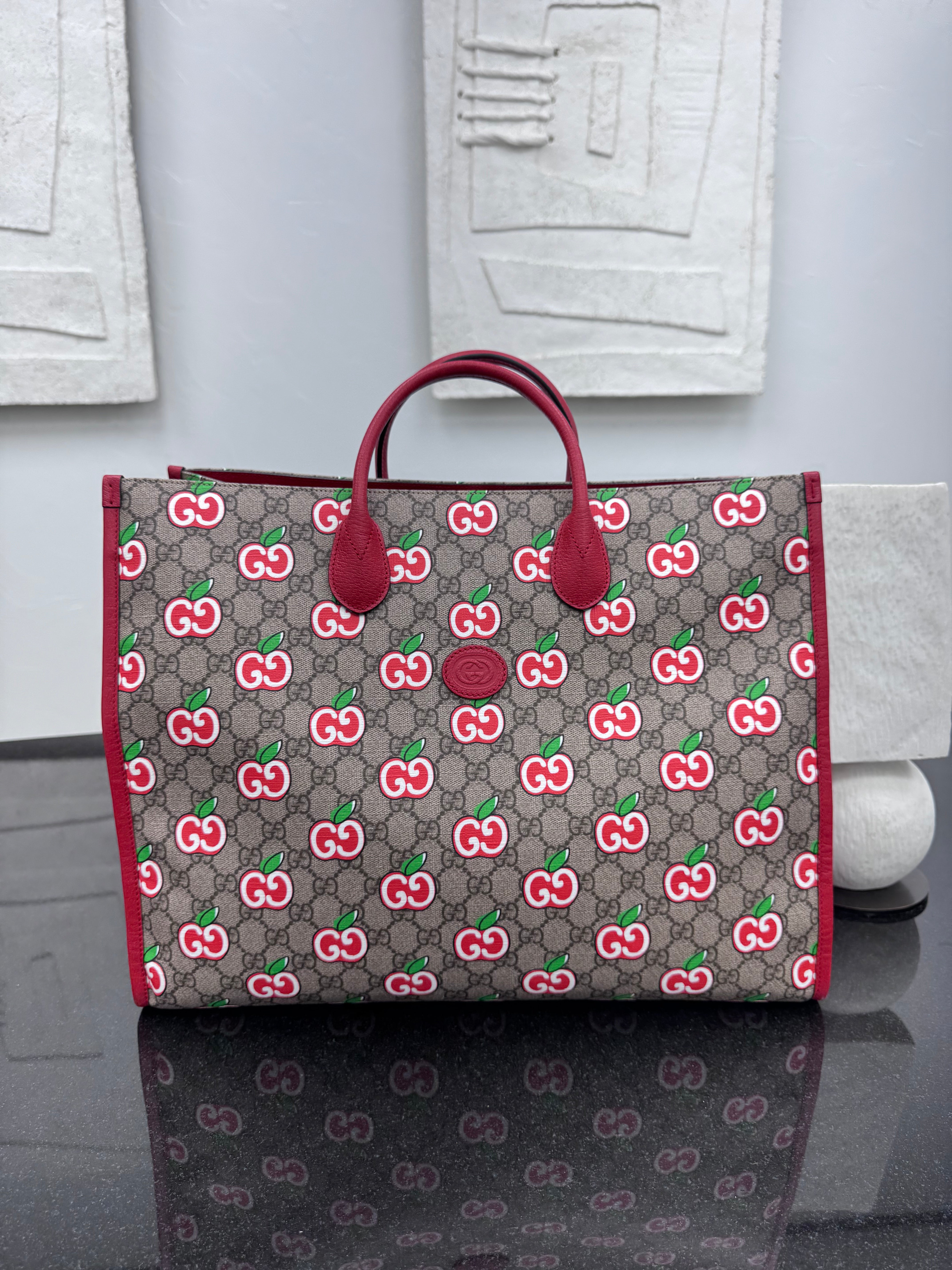Gucci GG Supreme Apple Monogram Large Open Tote Bag