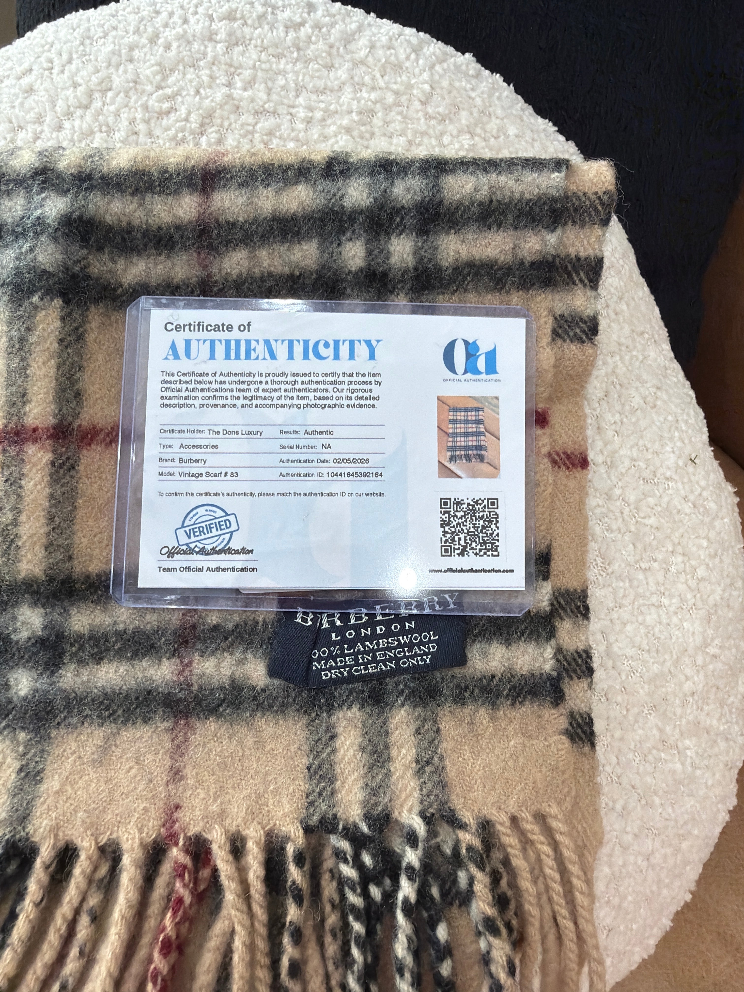 Burberry Vintage Tan And Black Novacheck Lambswool Scarf