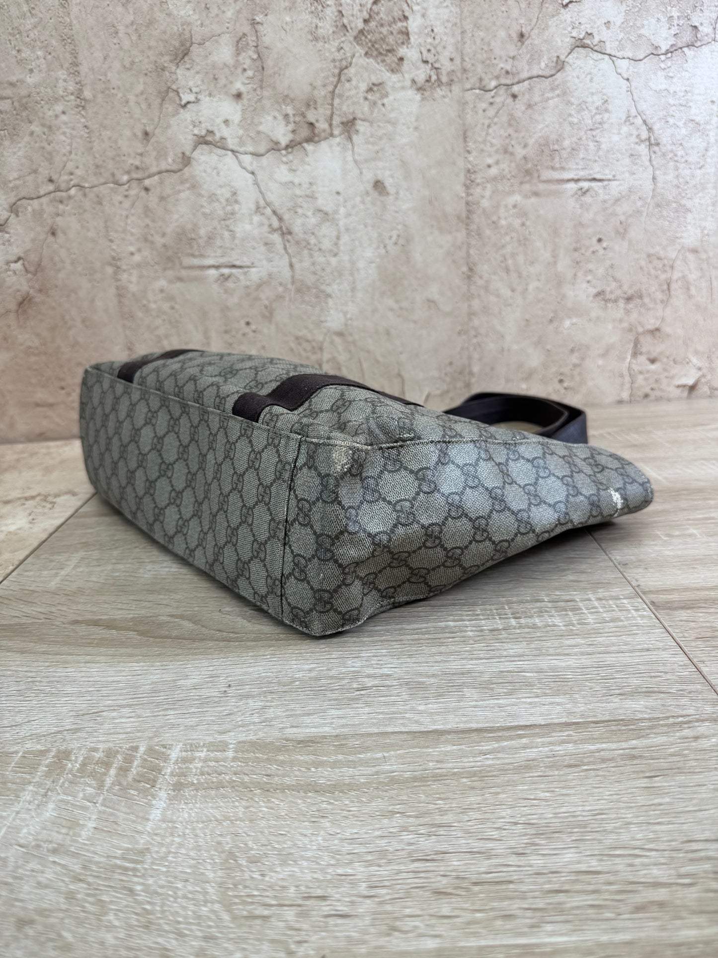 Gucci GG Supreme Brown Coated Canvas Tote Bag