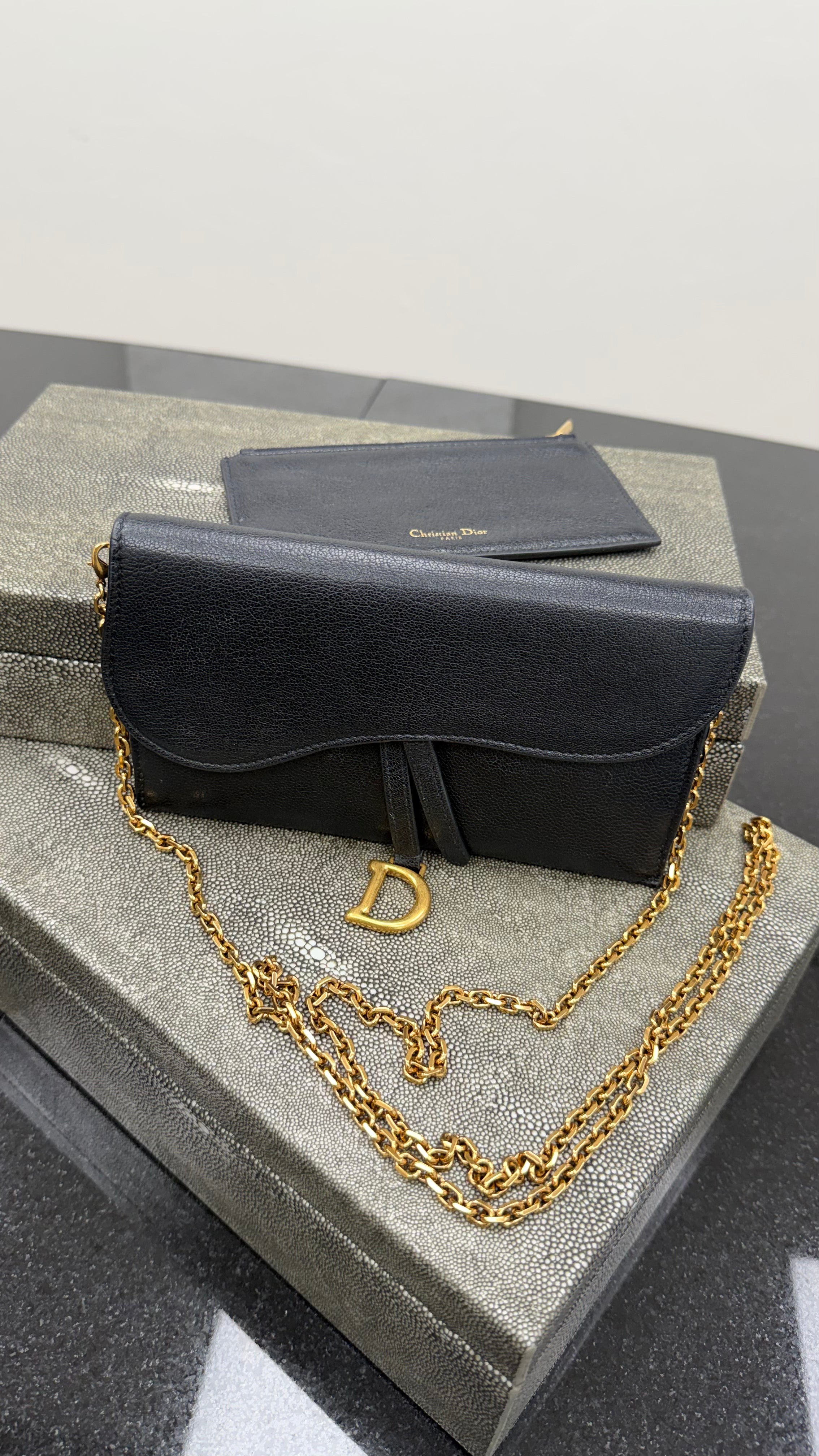 *DONS DROP* Christian Dior Black Leather Wallet on a Chain
