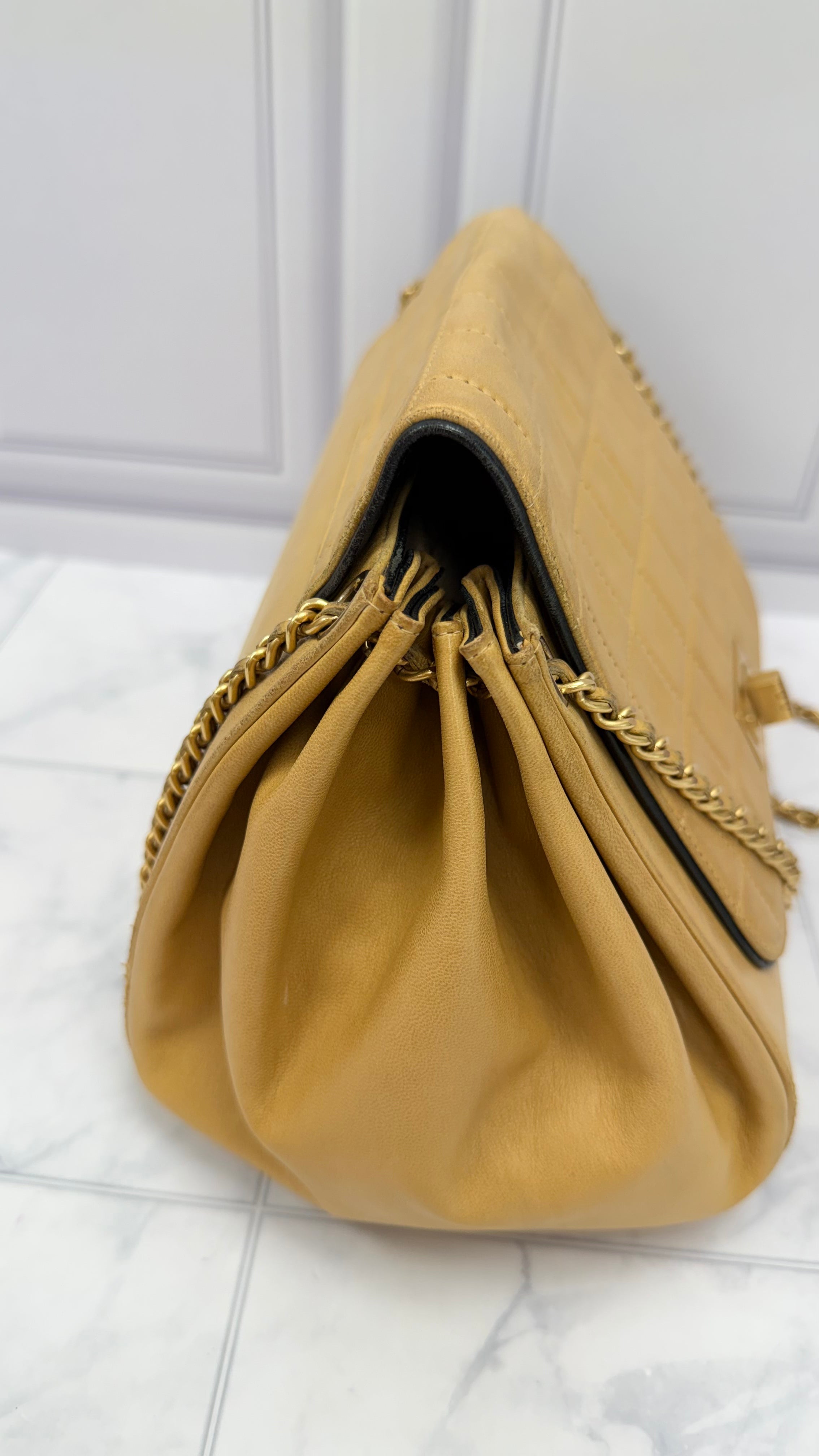 Chanel Beige Lambskin Chocolate Bar Reissue Accordion Flap Bag