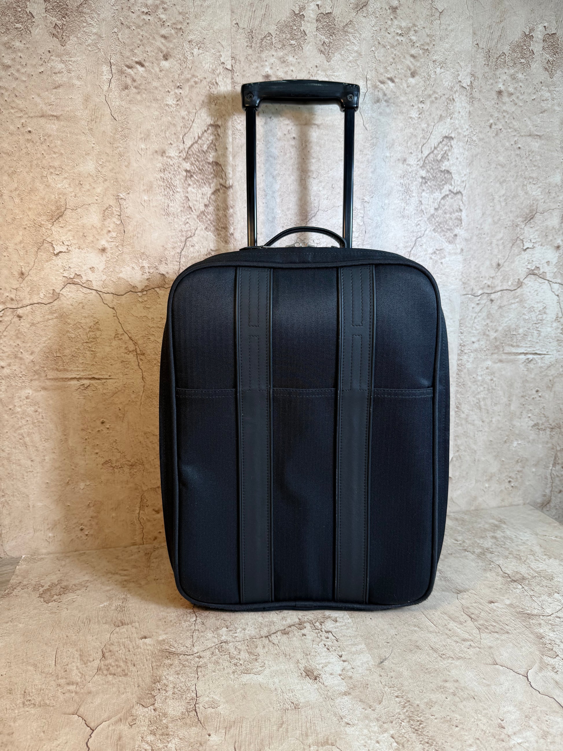 Hermes Acapulco Black Canvas Leather H Rolling Luggage