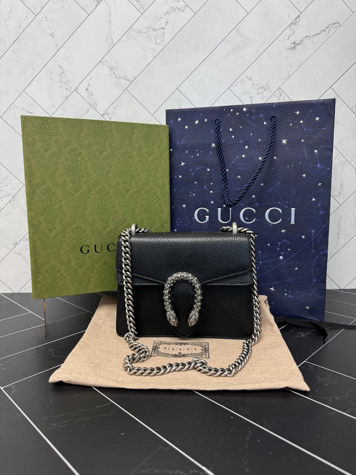 Gucci Black Leather Dionysus Crossbody Bag