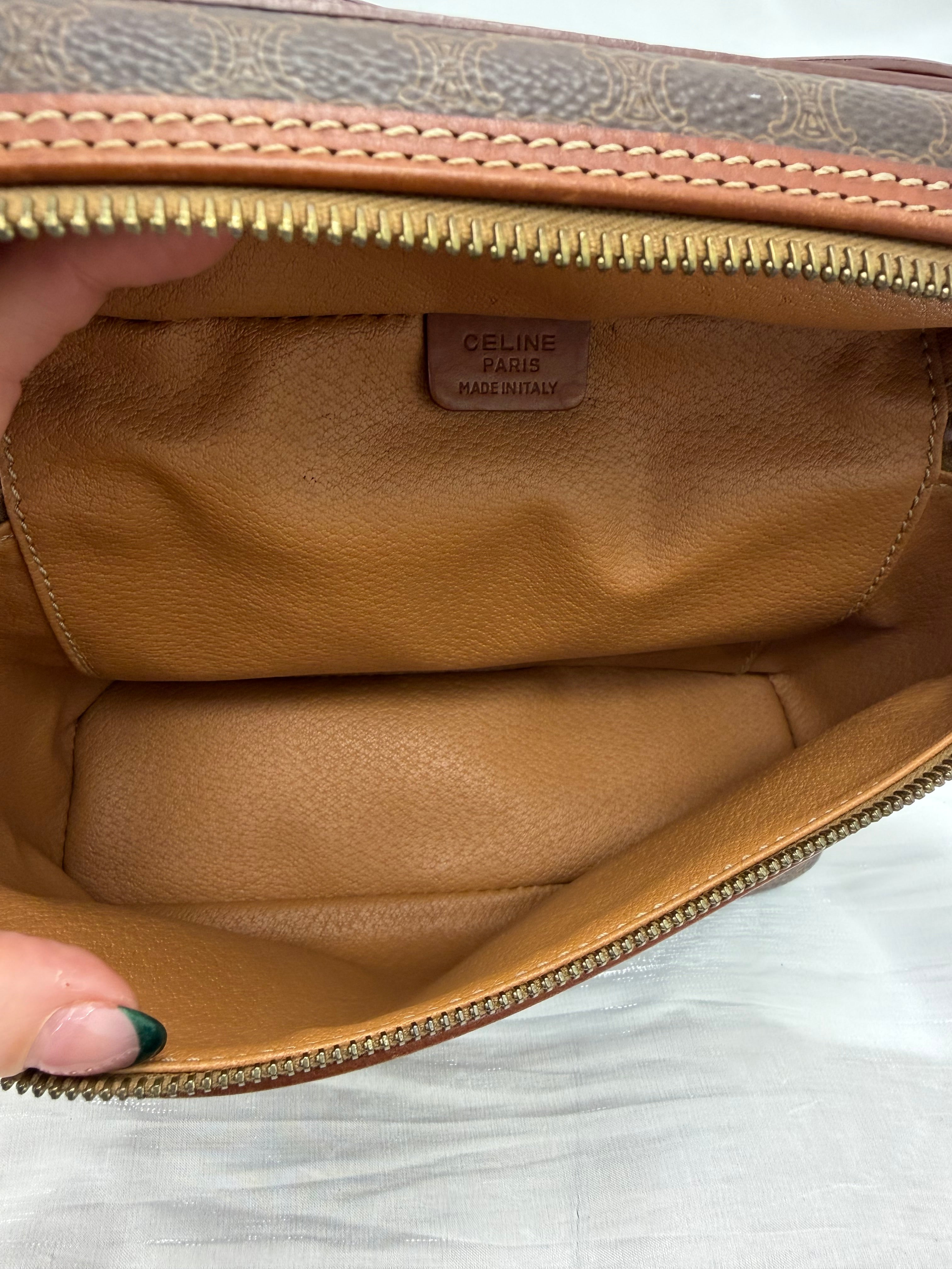 Celine Vintage Macadam Coated Canvas Vanity Bag