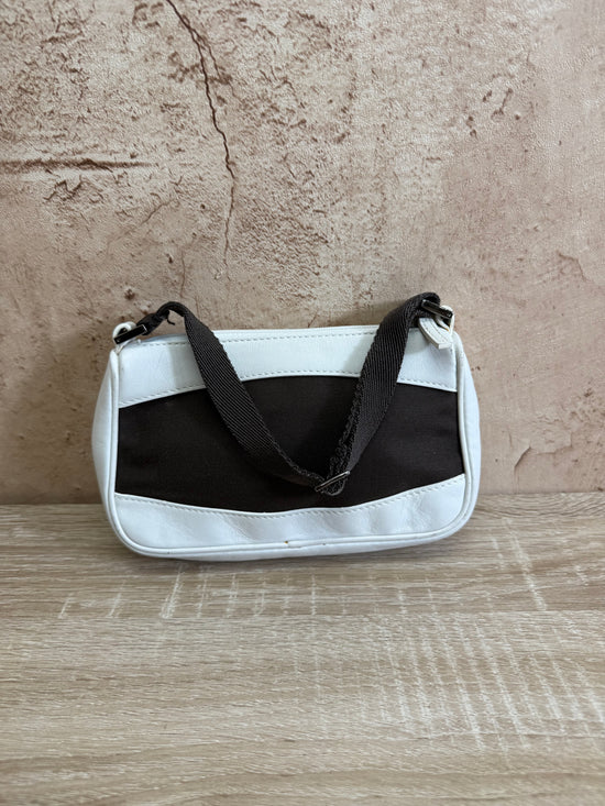 Gucci White Leather & Brown Canvas Mini Shoulder Bag
