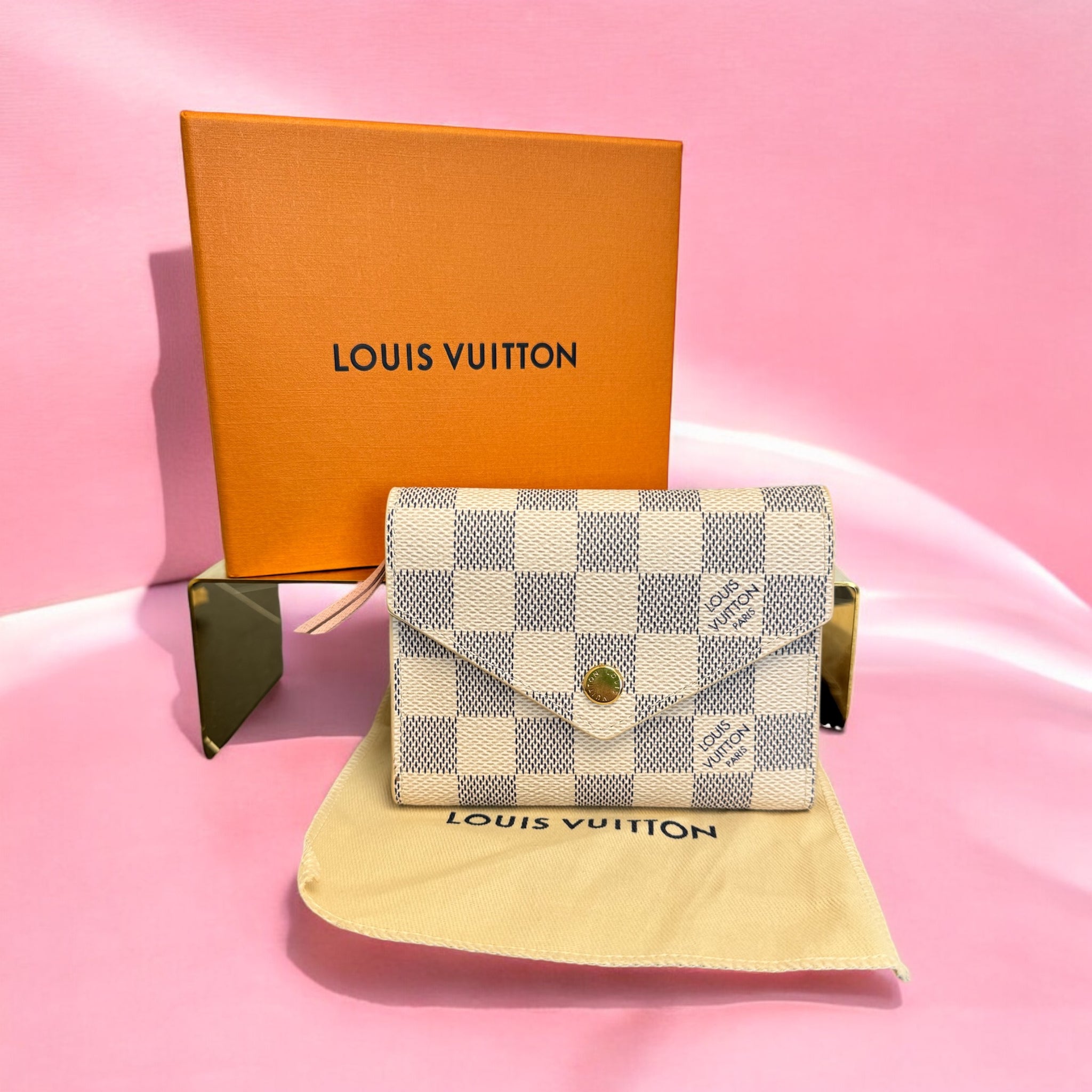 BRAND NEW Louis Vuitton Damier Azur & Ballerine Pink Victorine Wallet