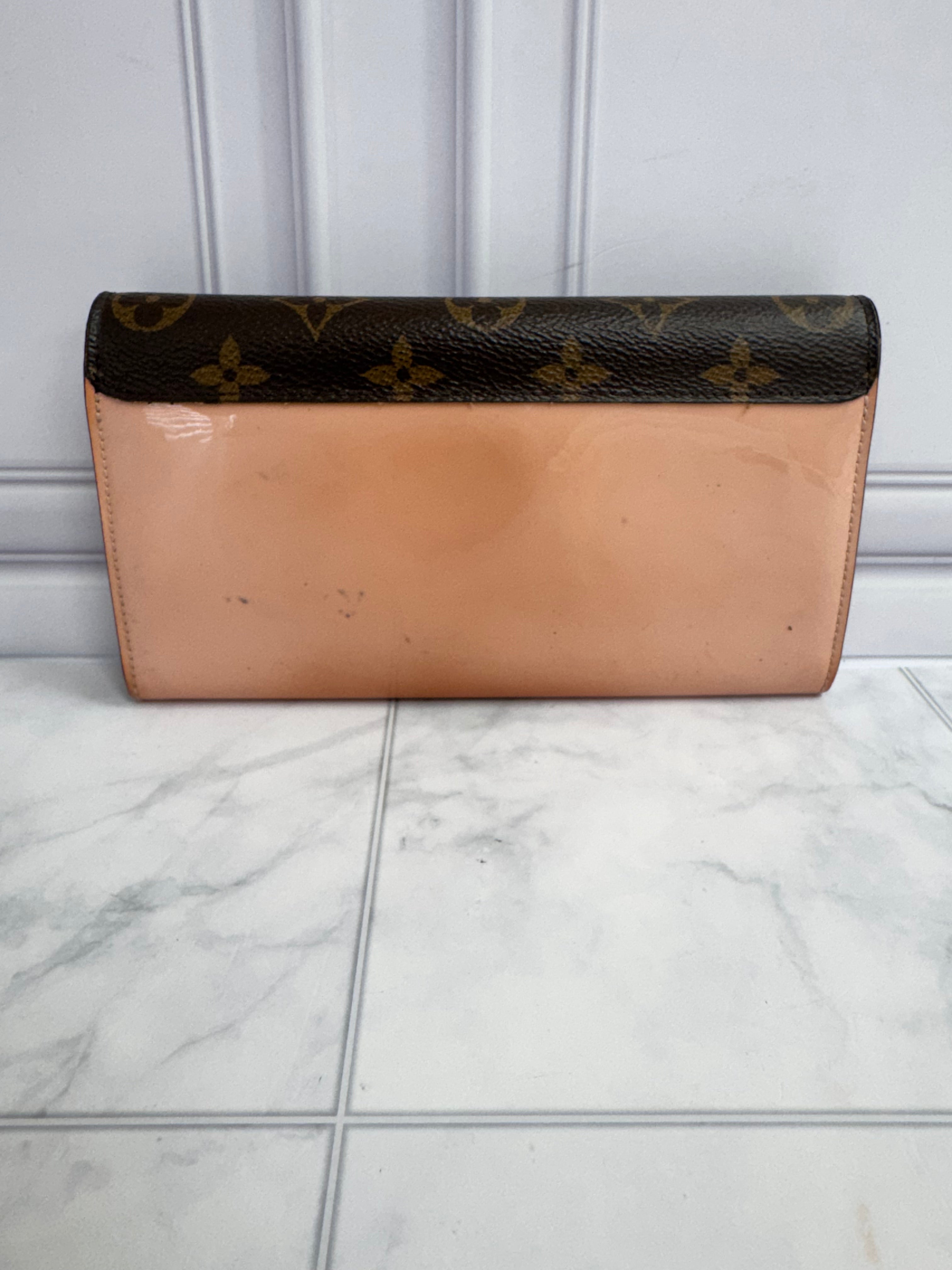 Louis Vuitton Monogram And Pink Vernis Cherrywood Long Wallet