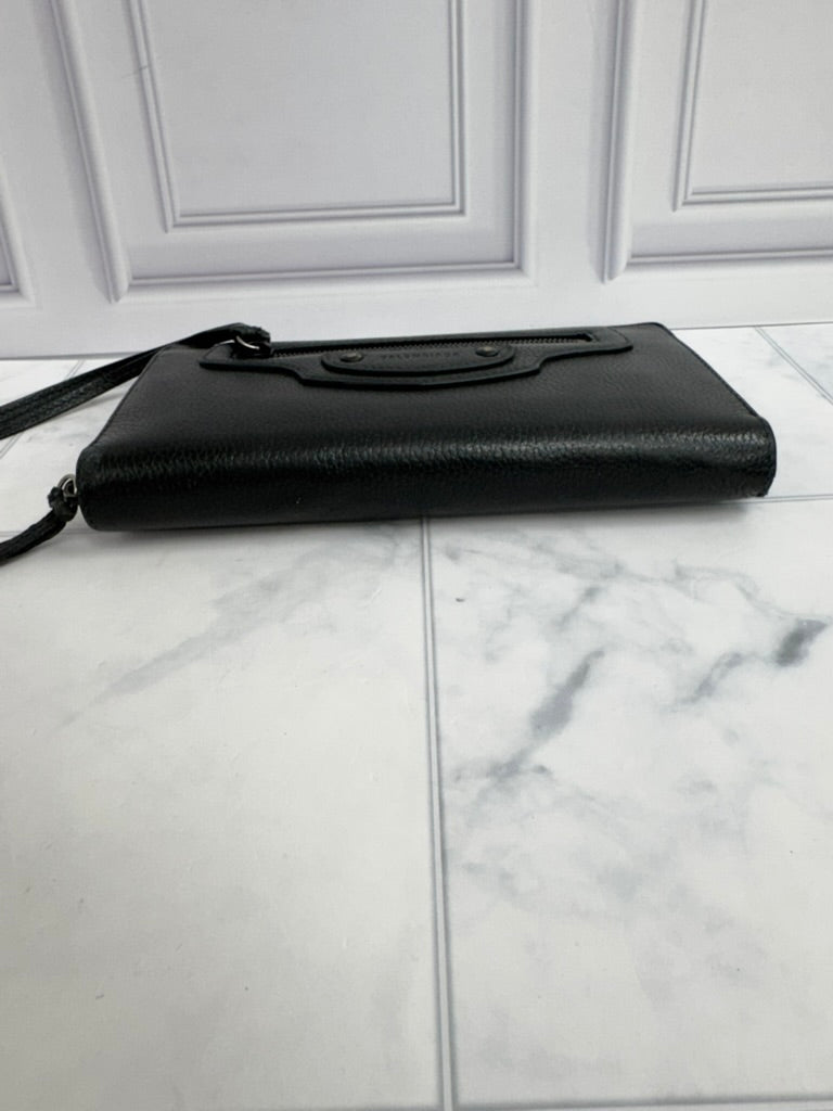 Balenciaga Black Grained Leather Neo Classic Zippy Wallet