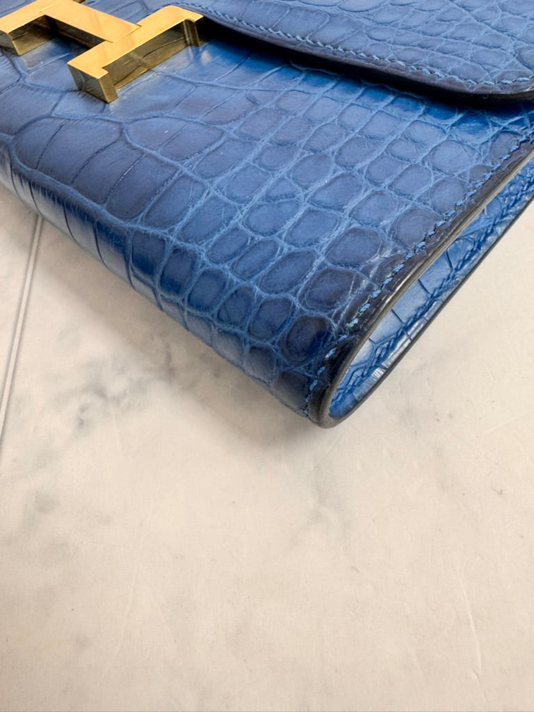 Hermes Blue Alligator Constance To Go Wallet