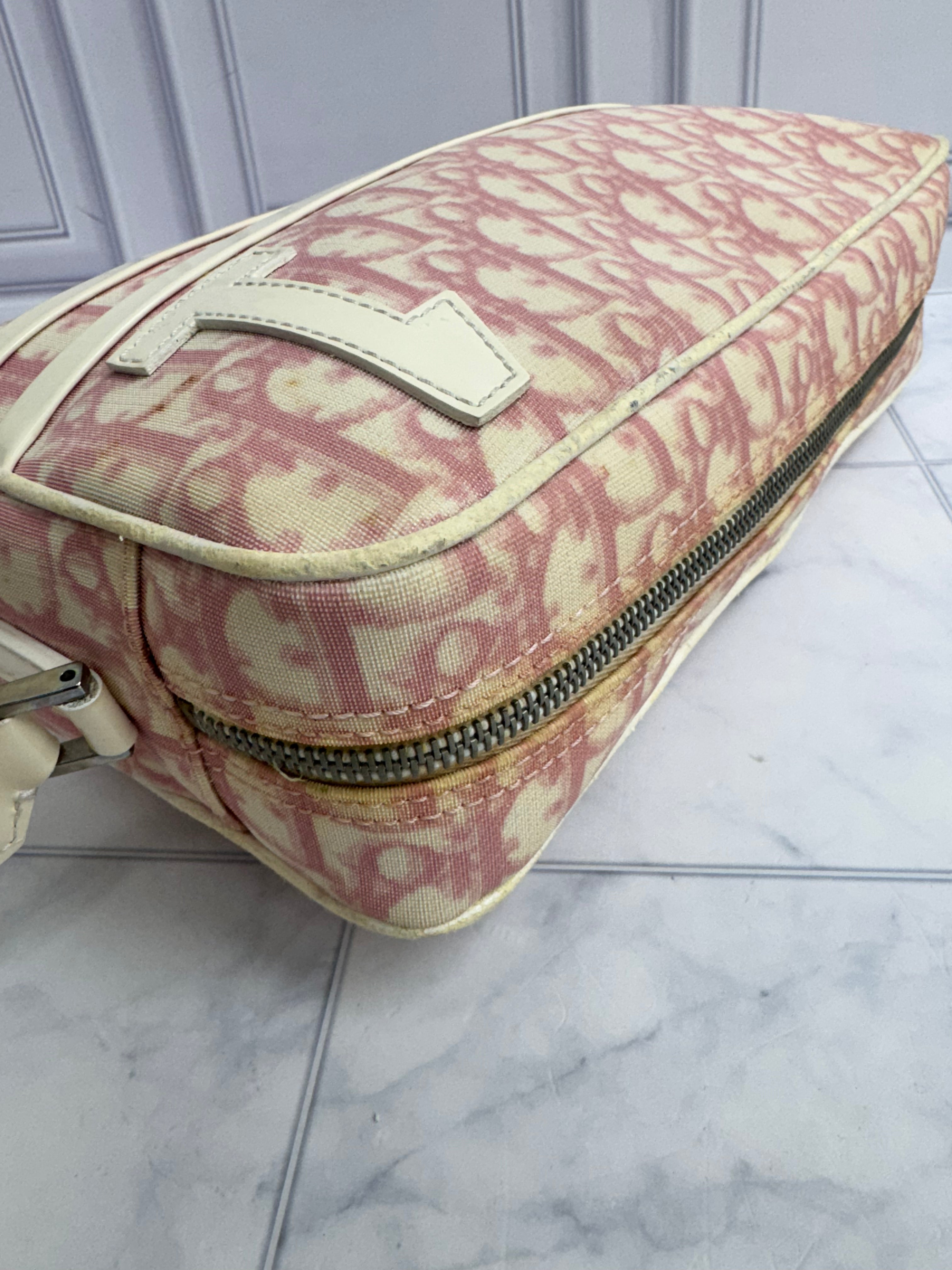Christian Dior Pink And Beige Canvas Pink Trotter No. 1 Messenger Bag