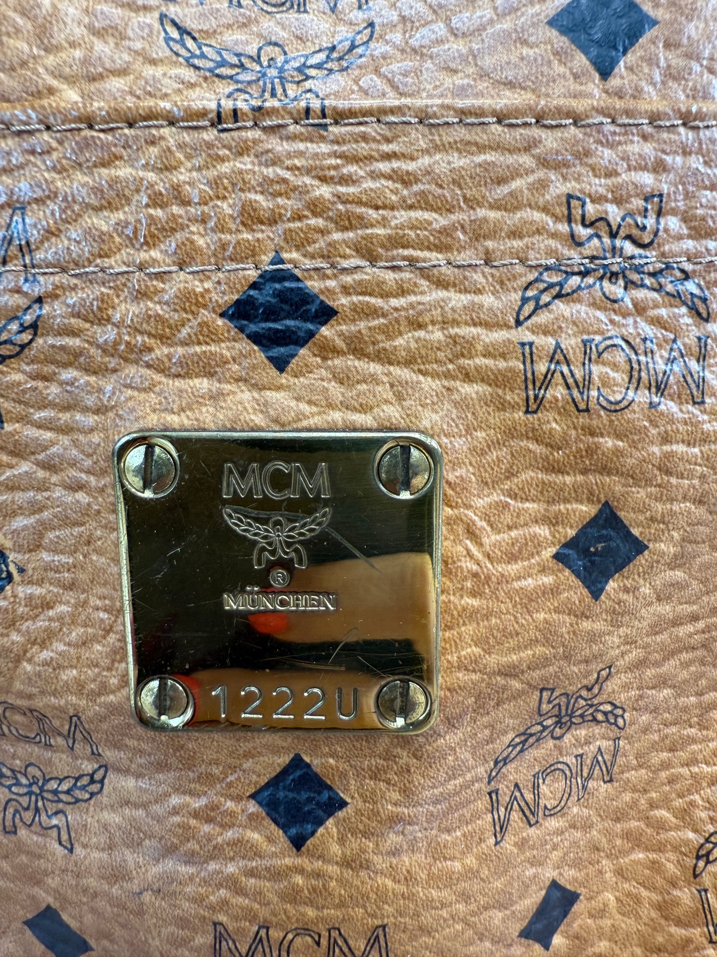 MCM Cognac Leather Visetos Shopper Tote