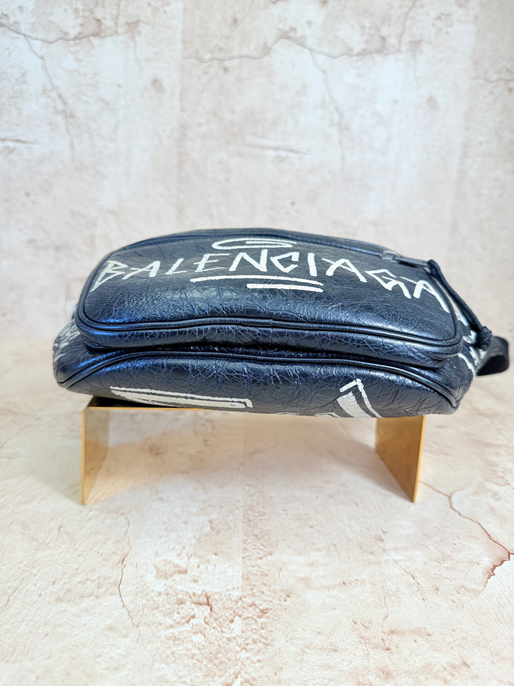 Balenciaga Black Graffiti Explorer Belt Bag