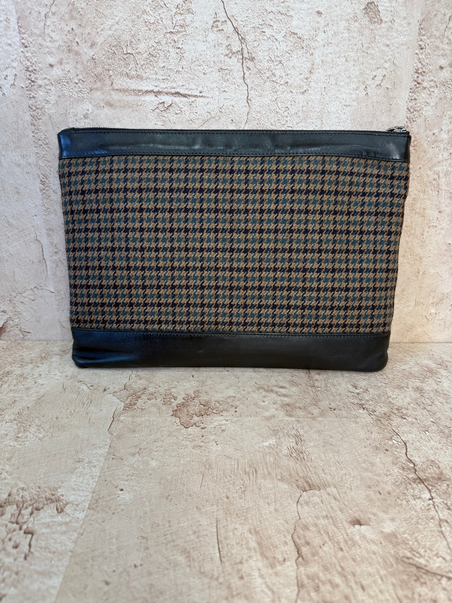 Balenciaga Tweed Brown Leather Pouch