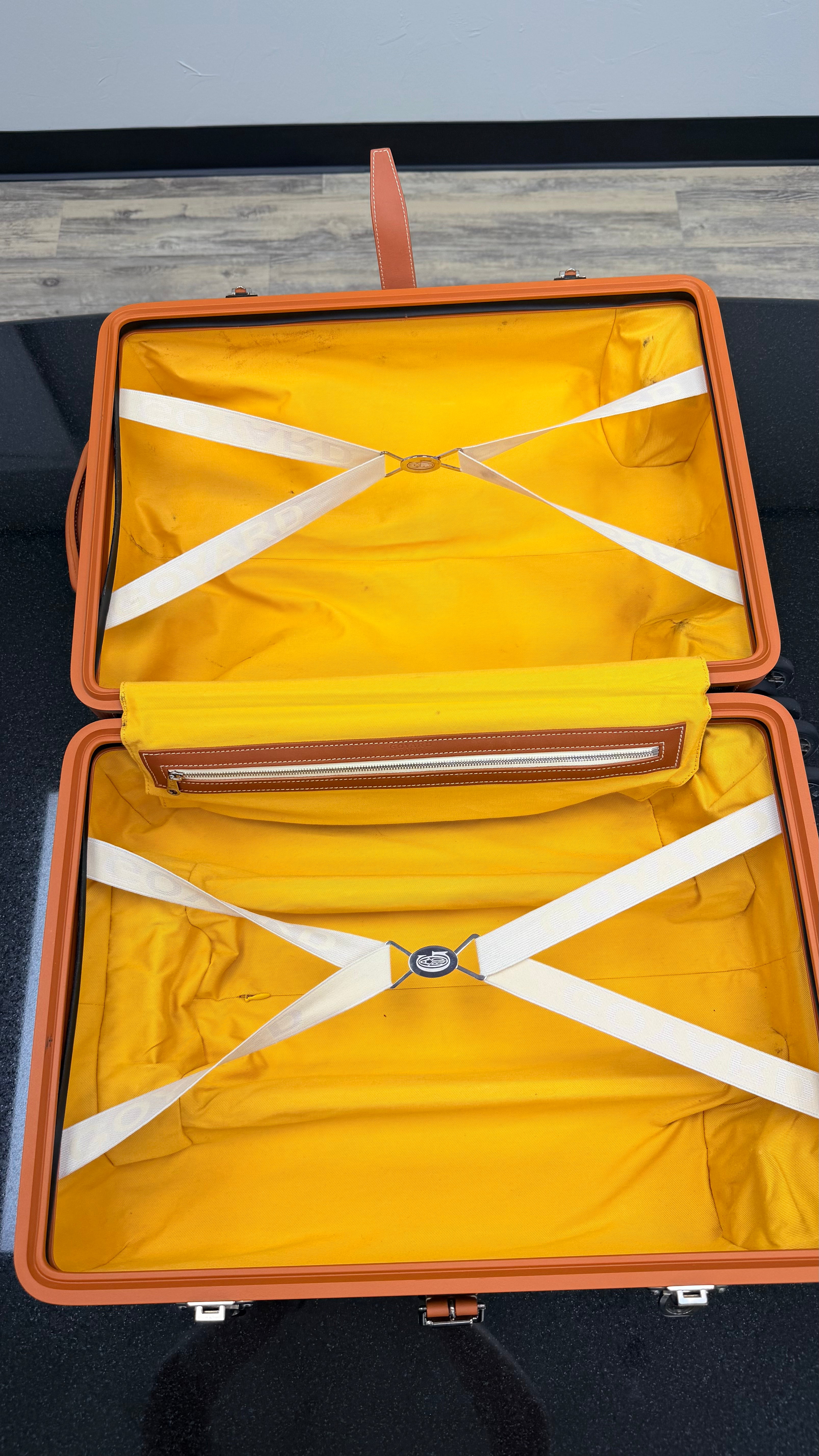 Goyard Black & Tan Goyardine Canvas Bourget PM Rolling Trolley