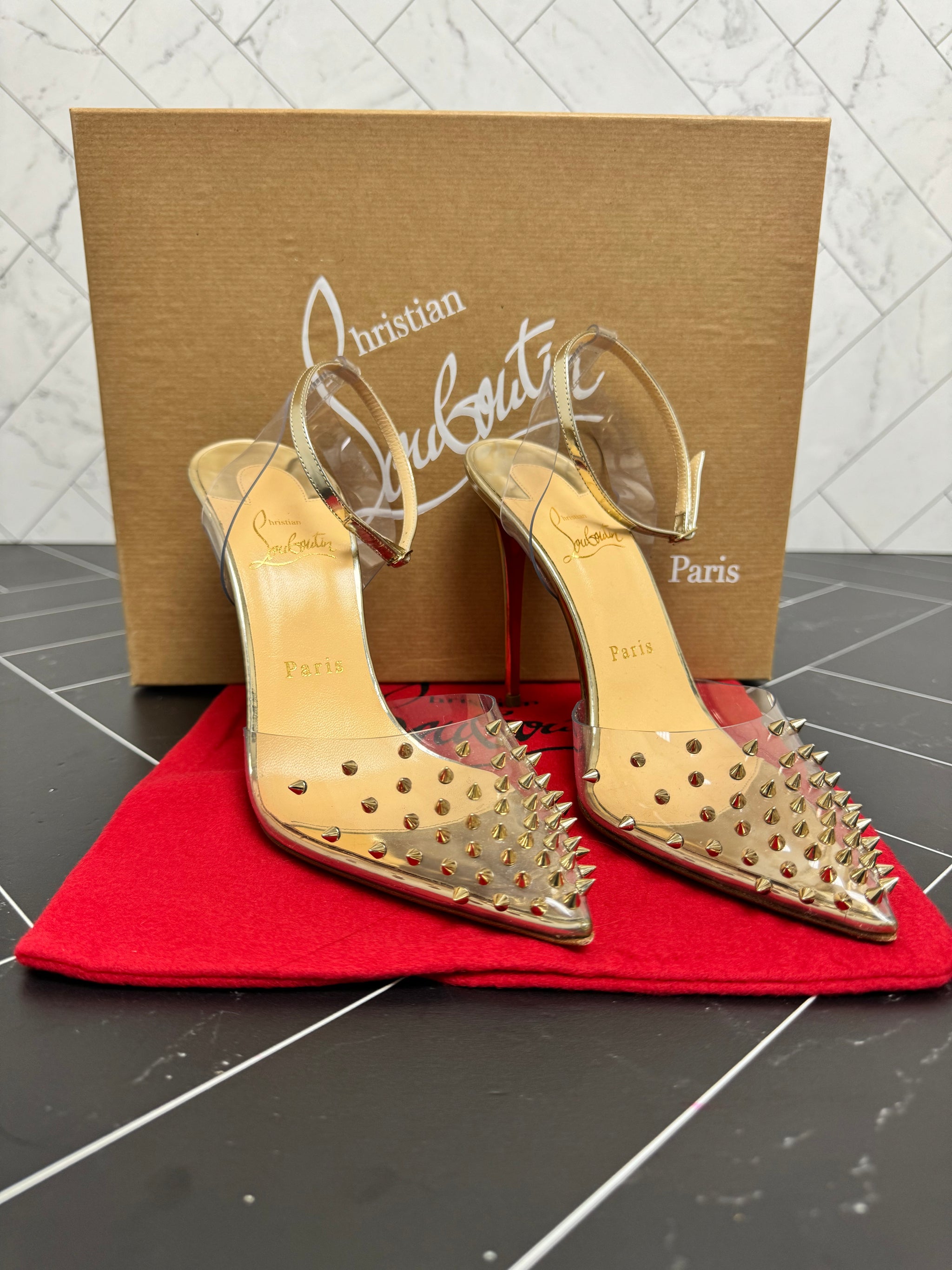 Christian Louboutin PVC Specchio Spikoo 100 Pumps Size 38