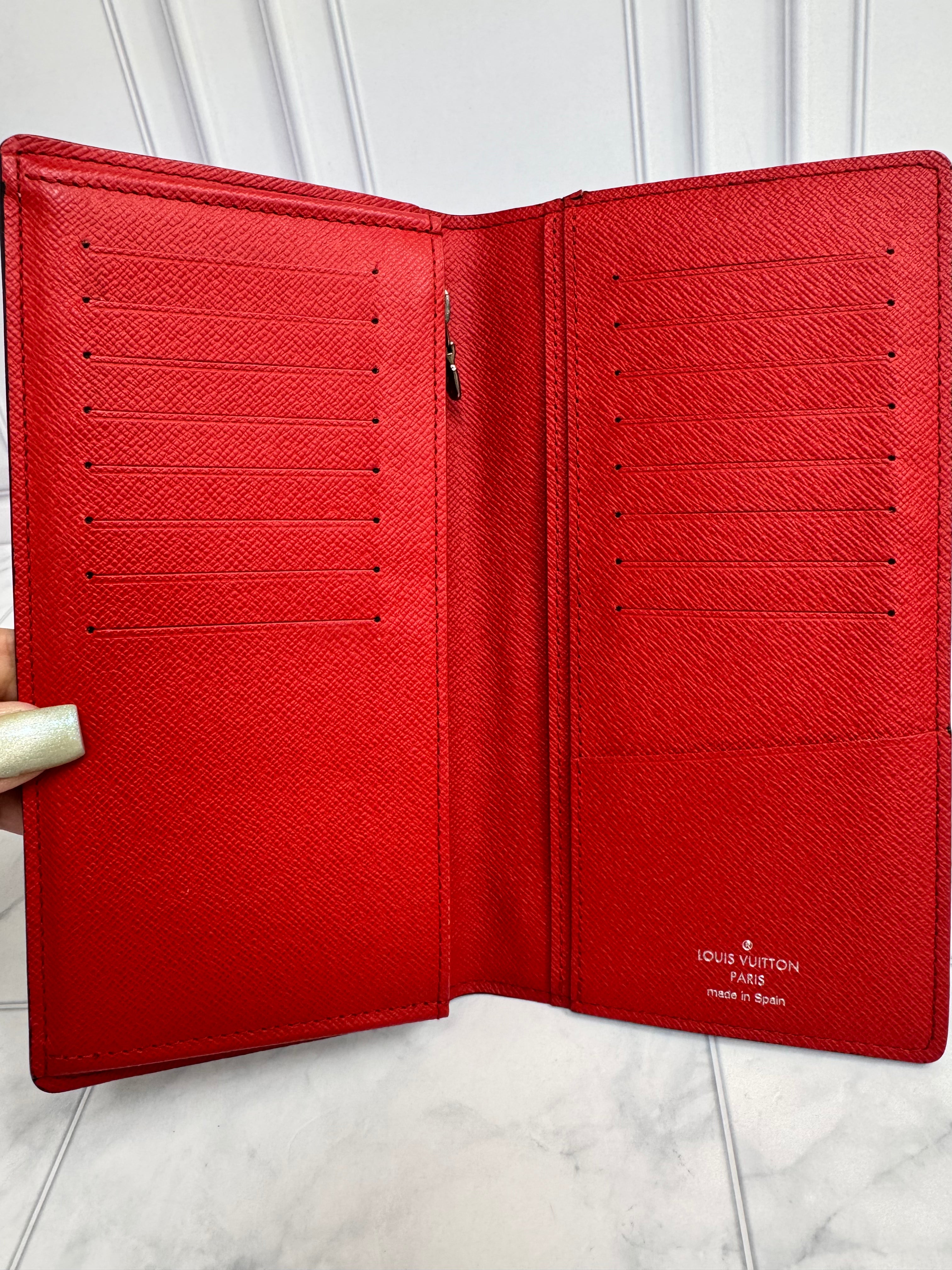Louis Vuitton Monogram Eclipse And Red Comic Trunk Brazza Long Wallet