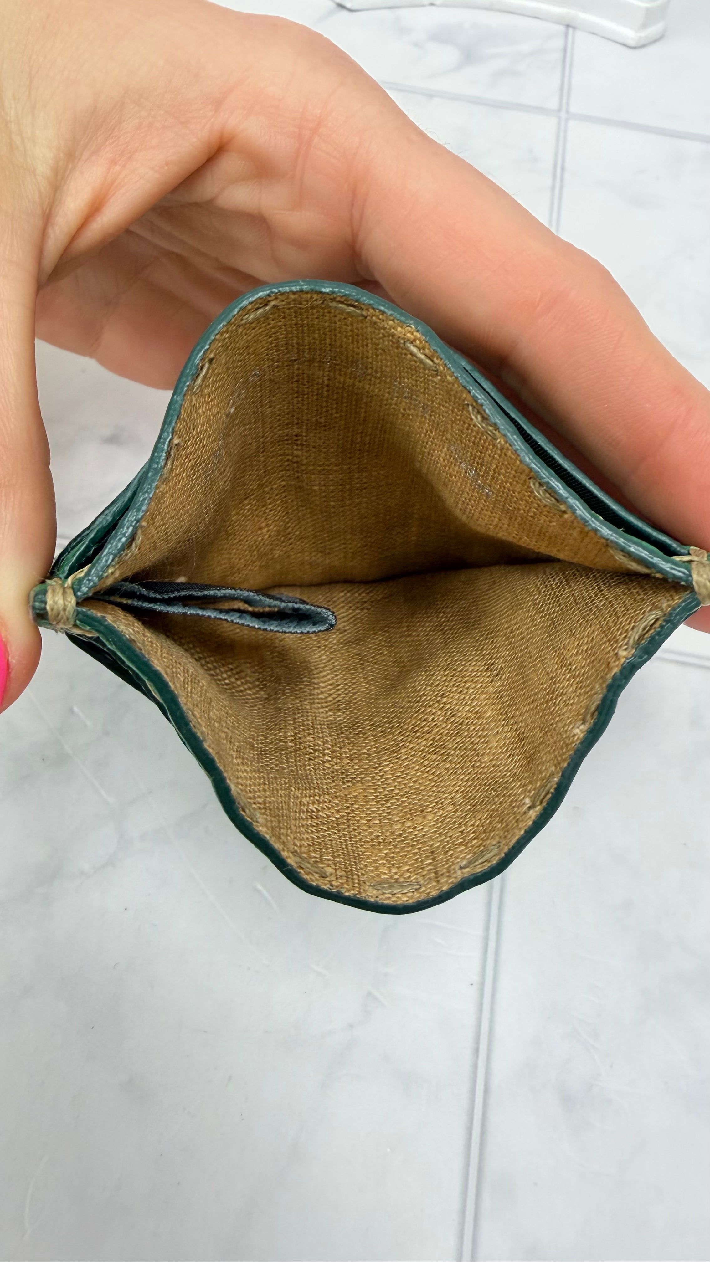 Fendi Green Leather Selleria Card Case