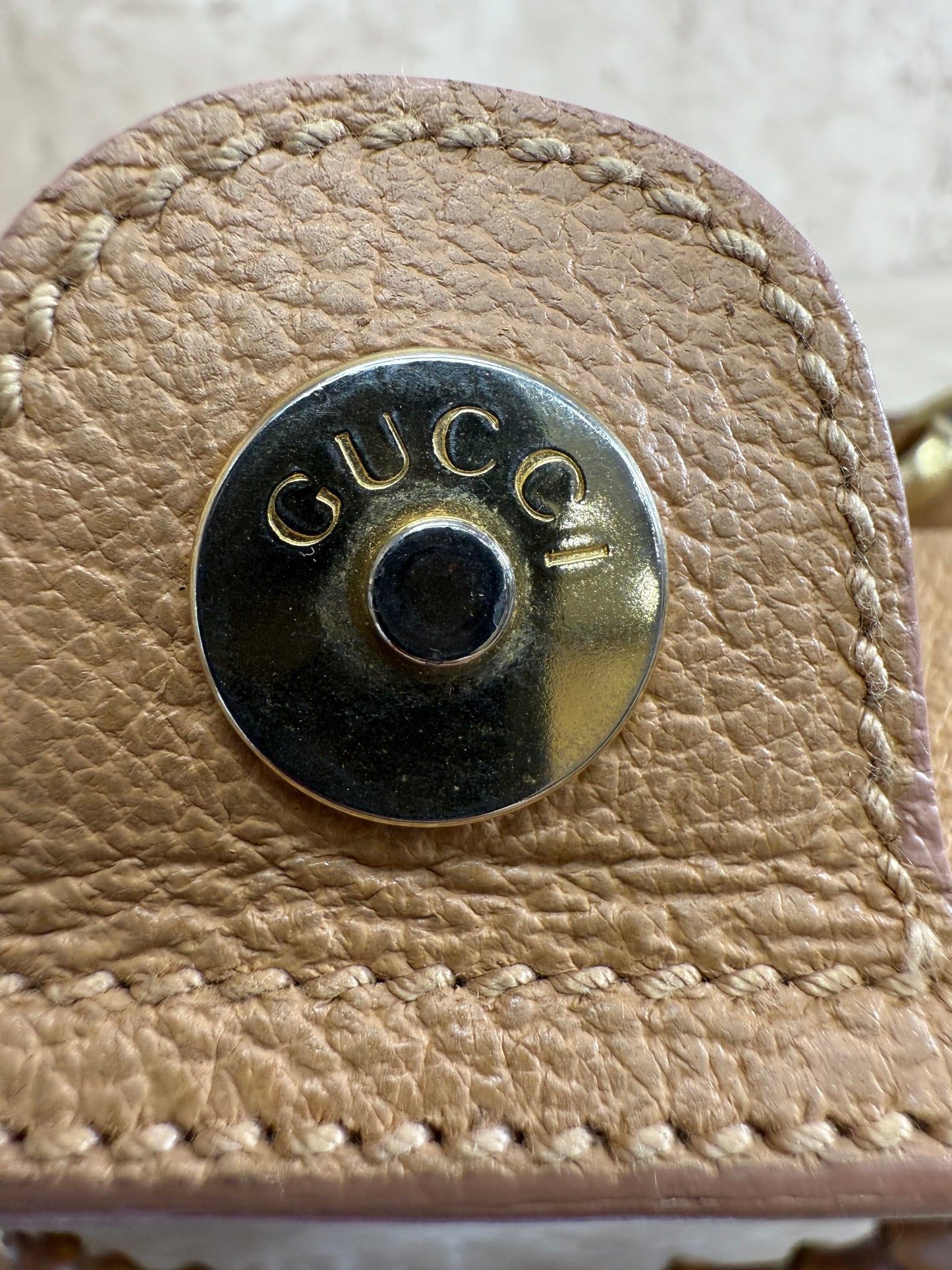 Gucci Tan Suede Bamboo Handle 2Way Bag