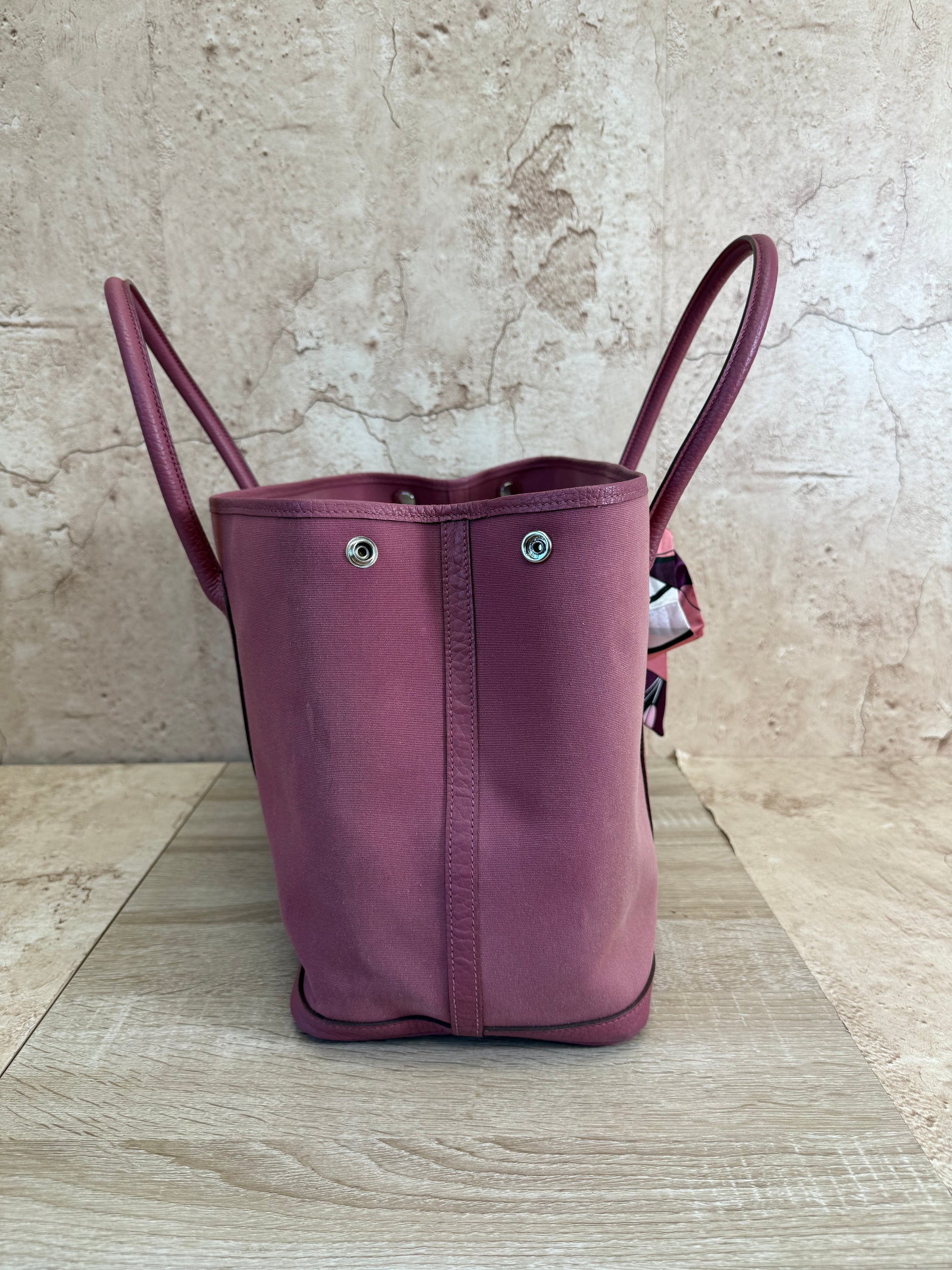 Hermes Purple Canvas with Leather Garden Party Tote