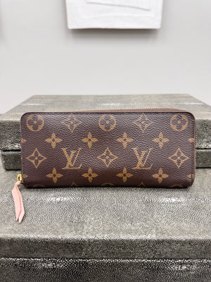 Louis Vuitton Monogram And Pink Clemence Zippy Wallet