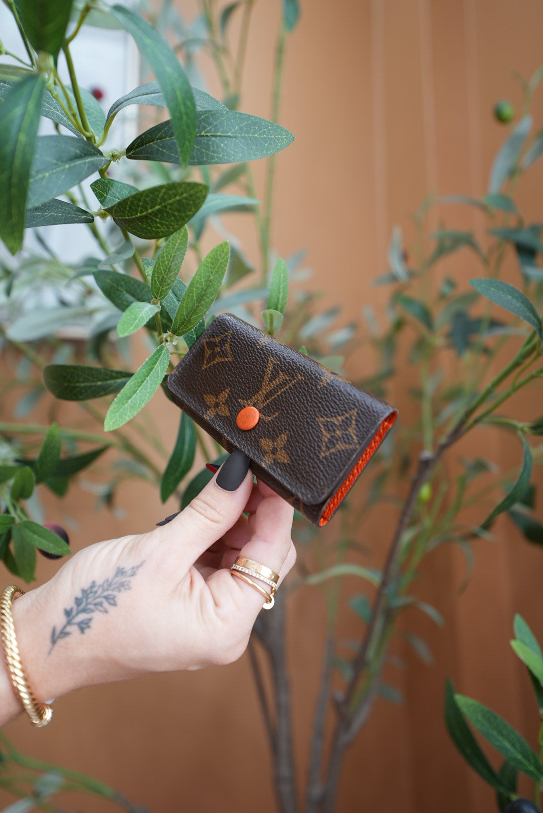 Louis Vuitton Monogram & Orange 4 Key Ring Case