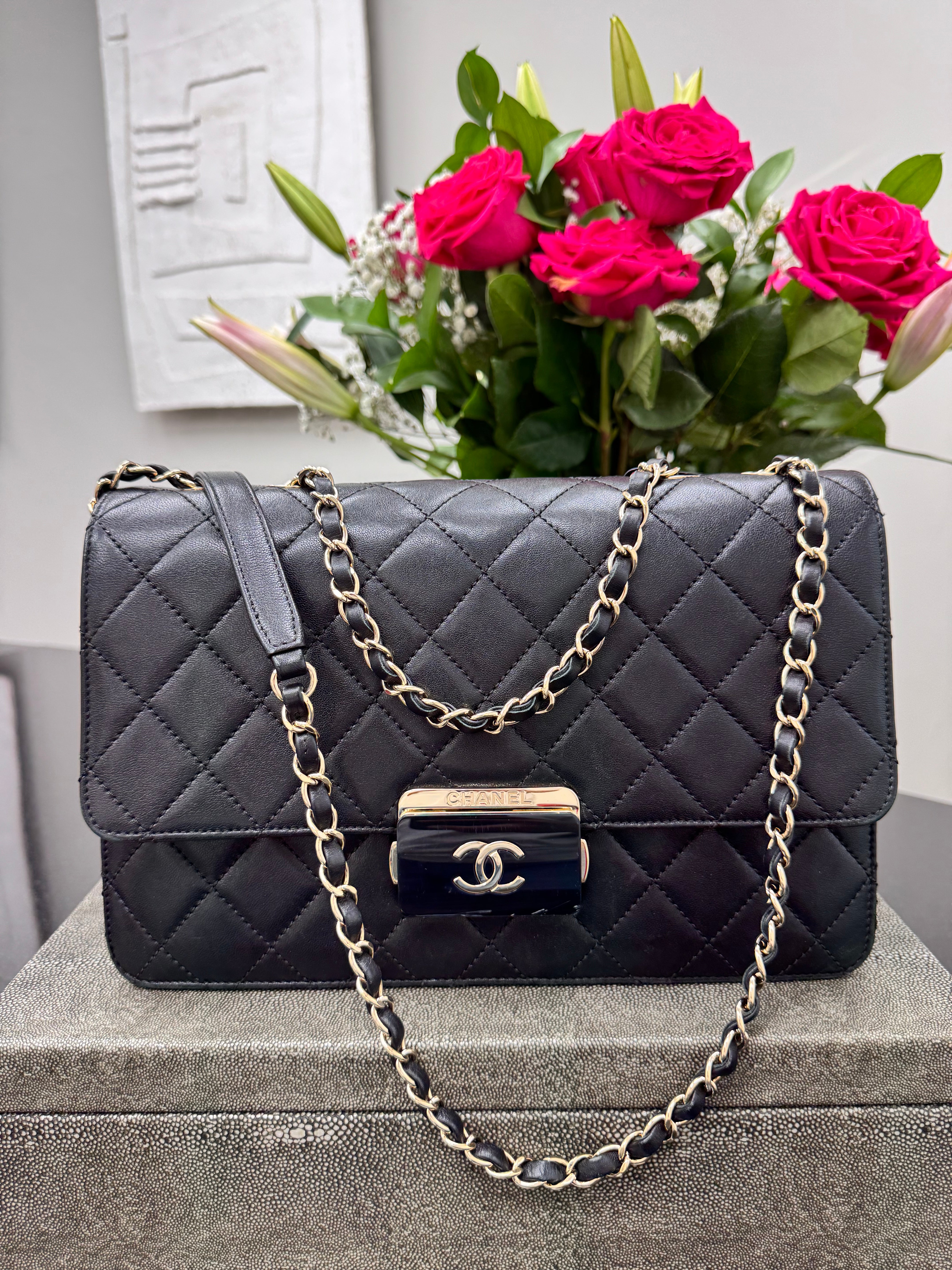 Chanel Black Quilted Leather Medium Beauty Lock Flap Bag