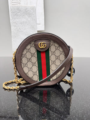 Gucci GG Supreme Web Canvas Ophidia Round Crossbody Bag