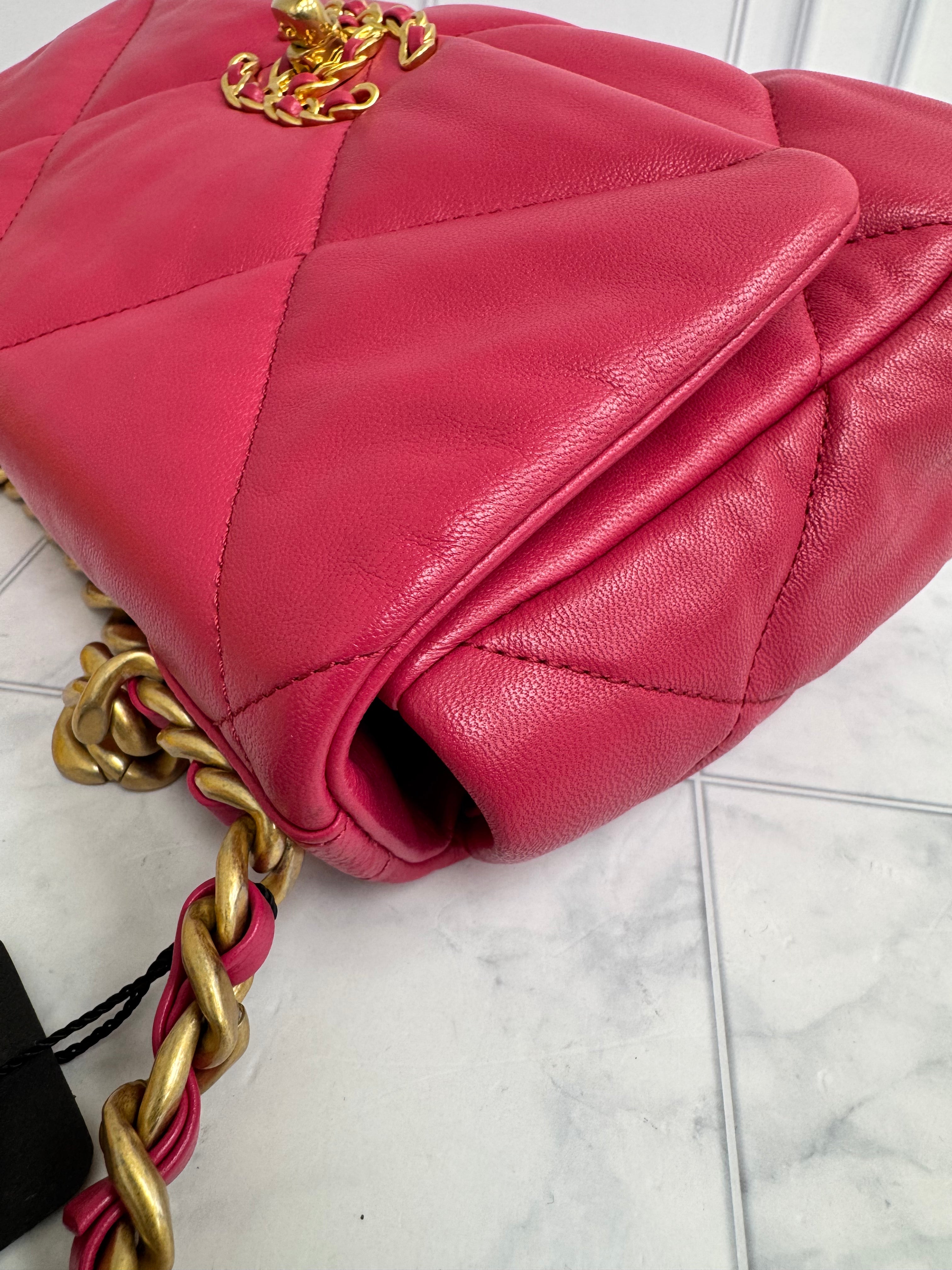 Chanel Pink Quilted Leather Chanel 19 Small Flap Bag