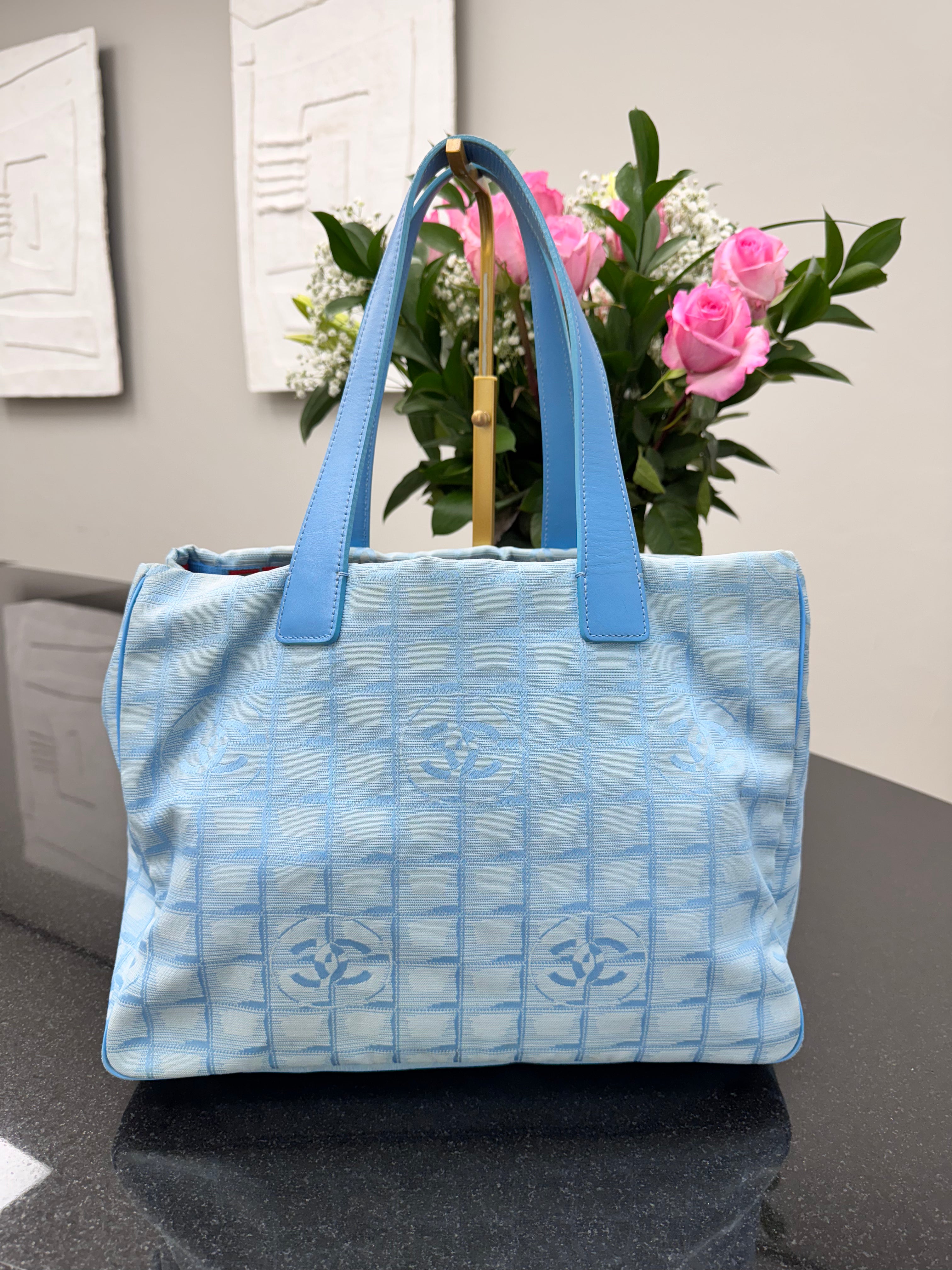 Chanel Blue Nylon Travel Line Tote Bag