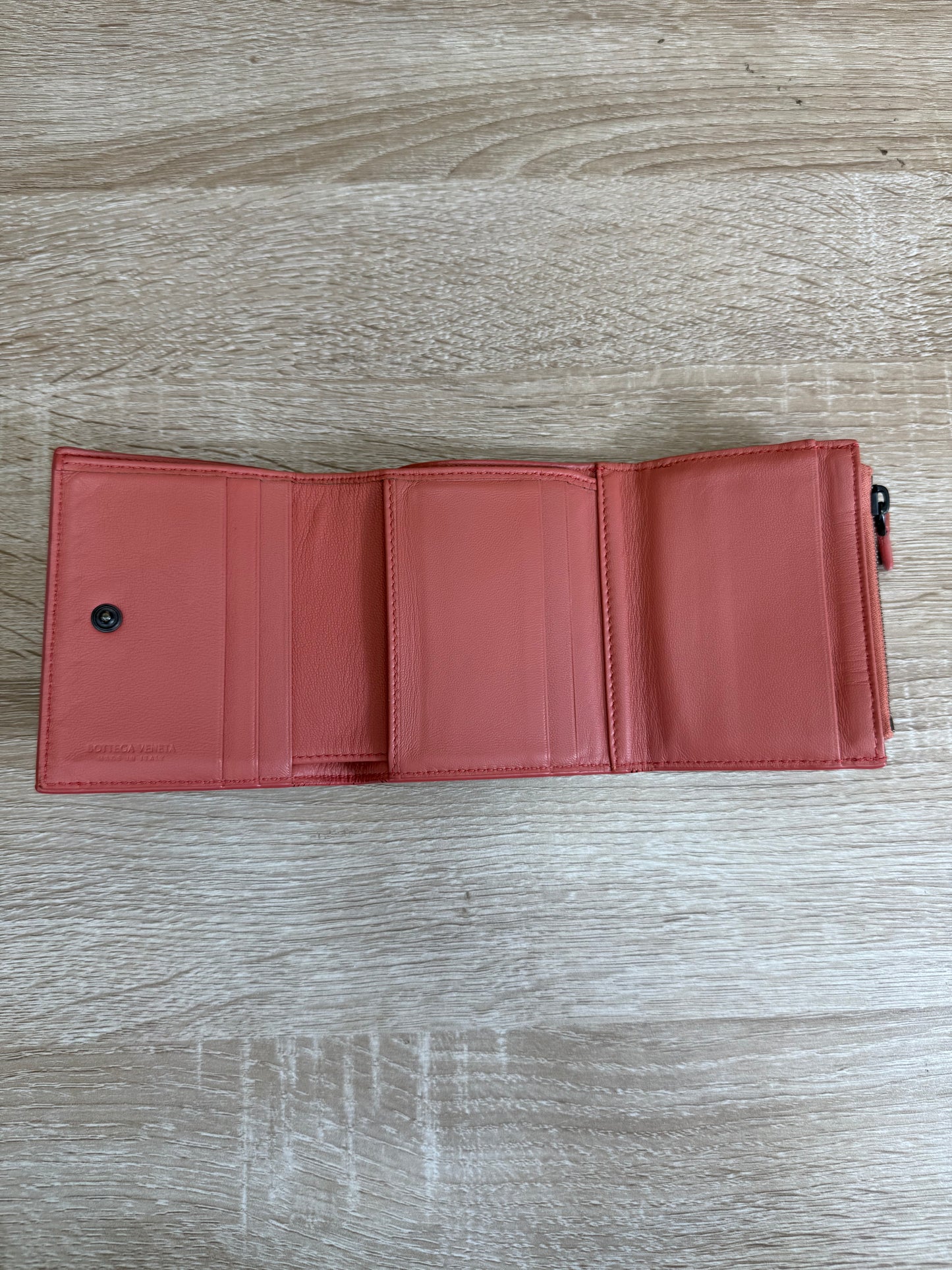 Bottega Veneta Pink Intrecciato Leather Compact Wallet