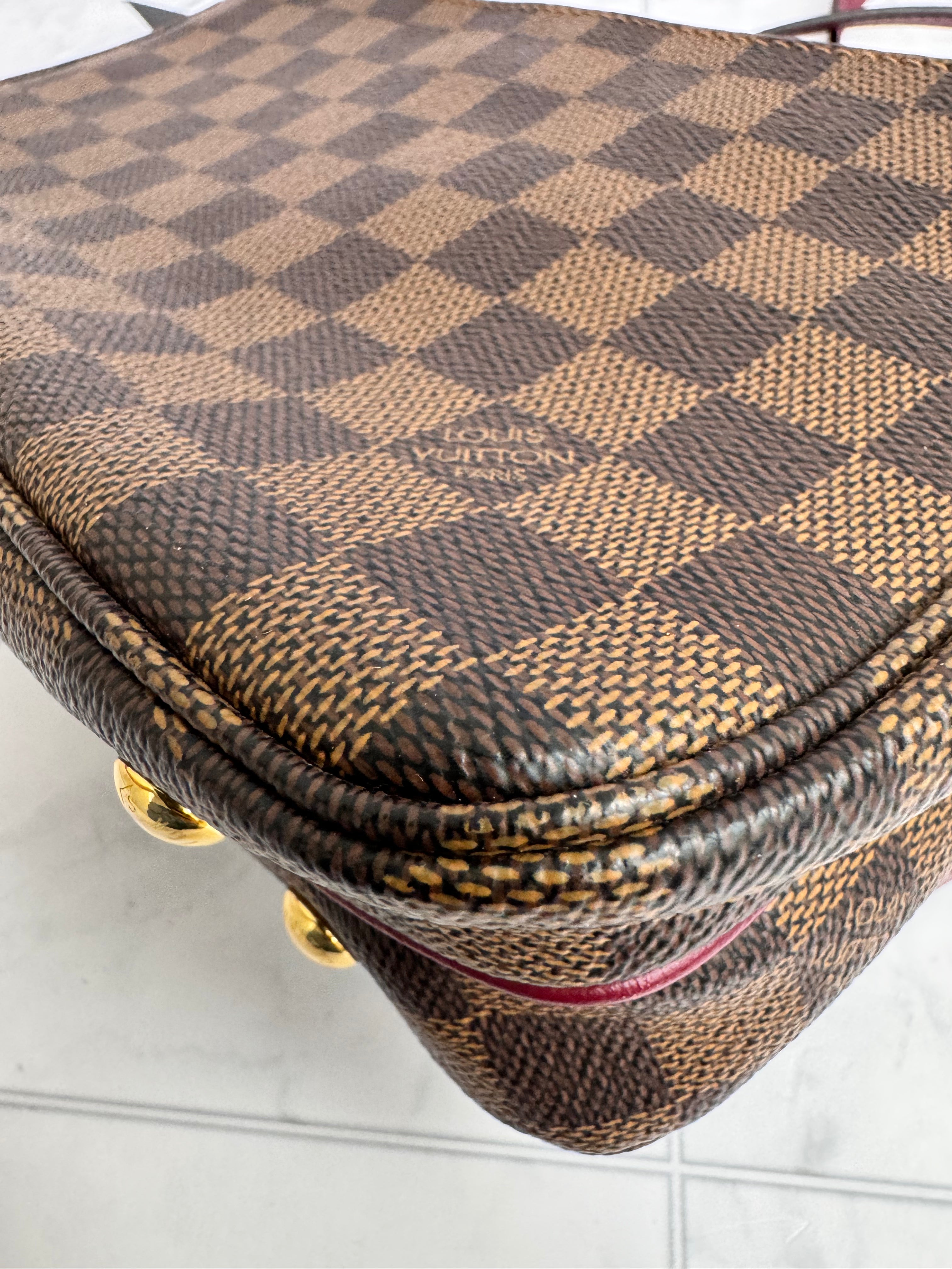 Louis Vuitton Burgundy Grained Leather Damier Ebene Clapton Crossbody PM